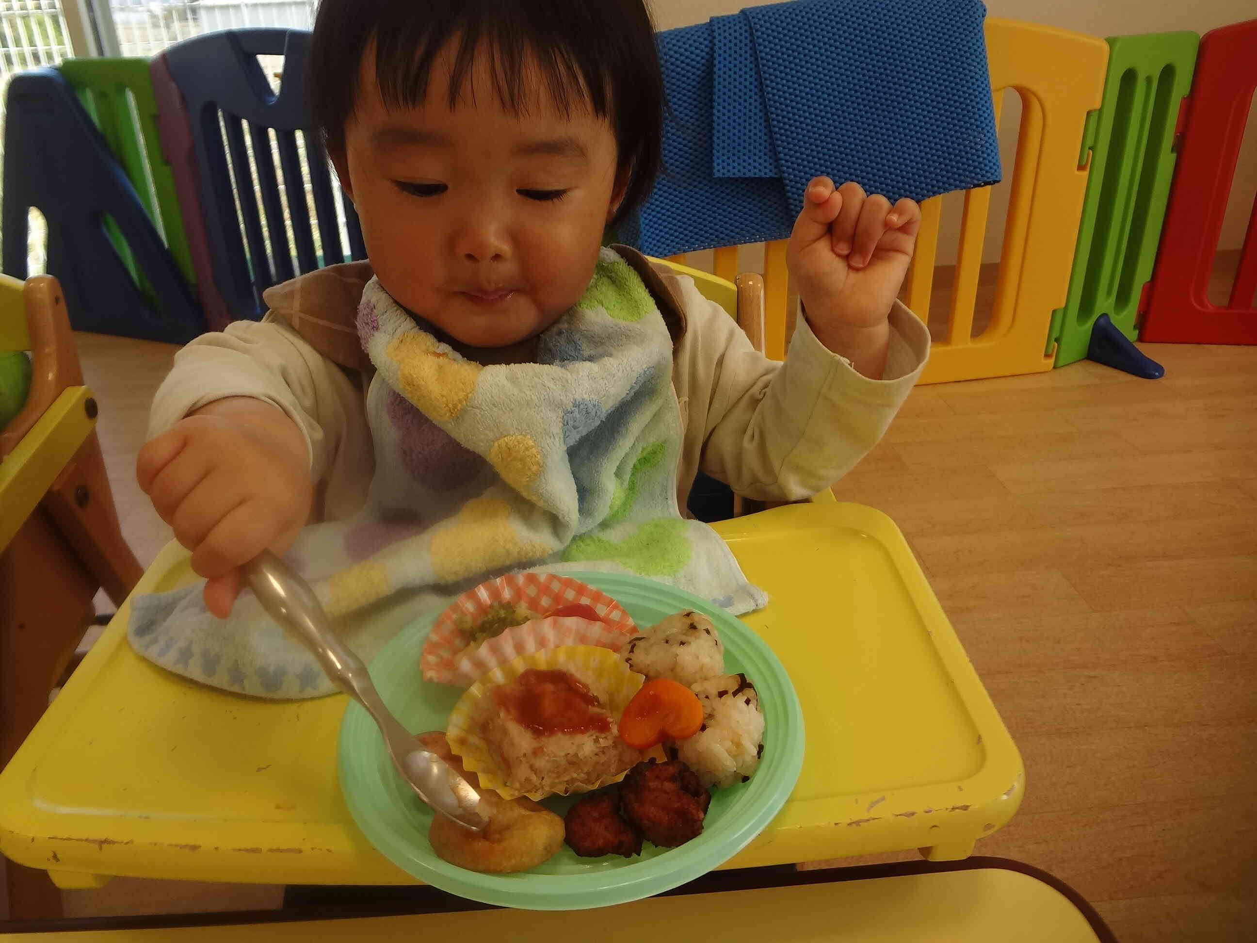 先生が盛り付けてくれたよ。完食です！