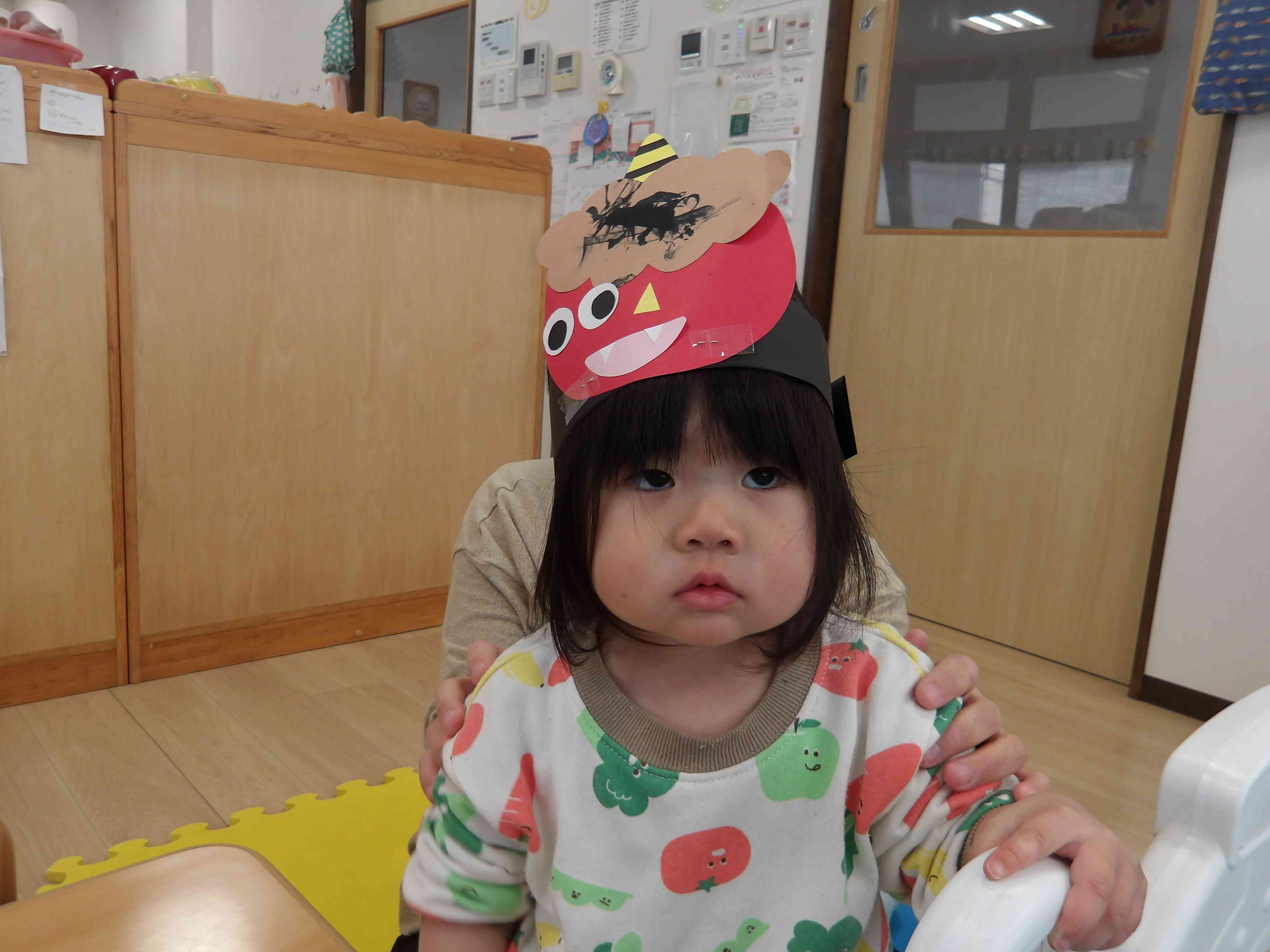 かわいいおにのおめんができました♪