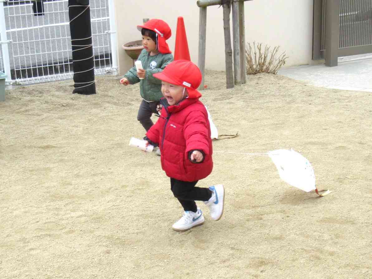 寒かったけど、園庭をたくさん走ってぽかぽか☆