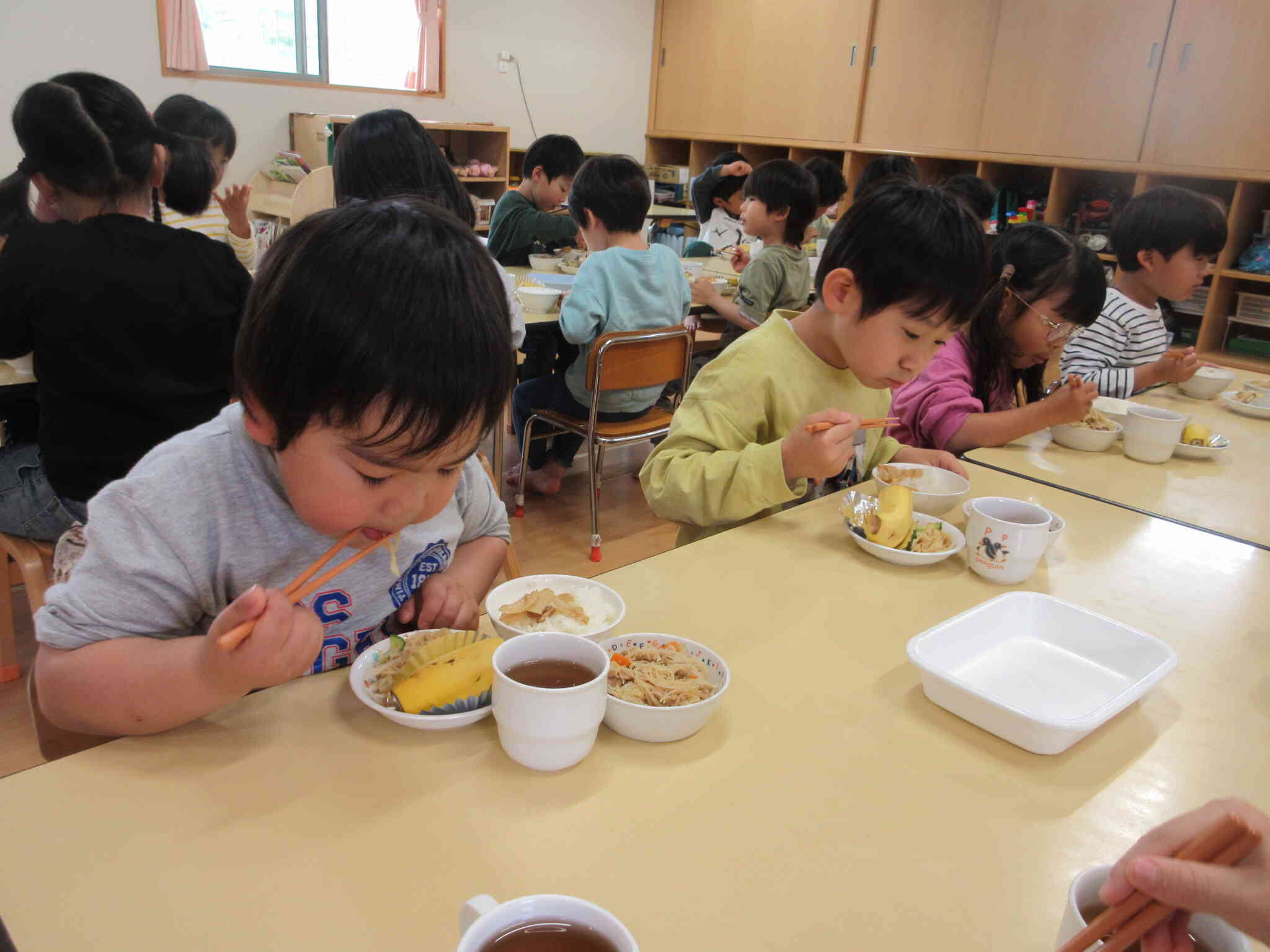 「たけのこ、美味しい！来年はぼくたちが行けるんかなあ？」と、4歳児のぱんだ組さん。