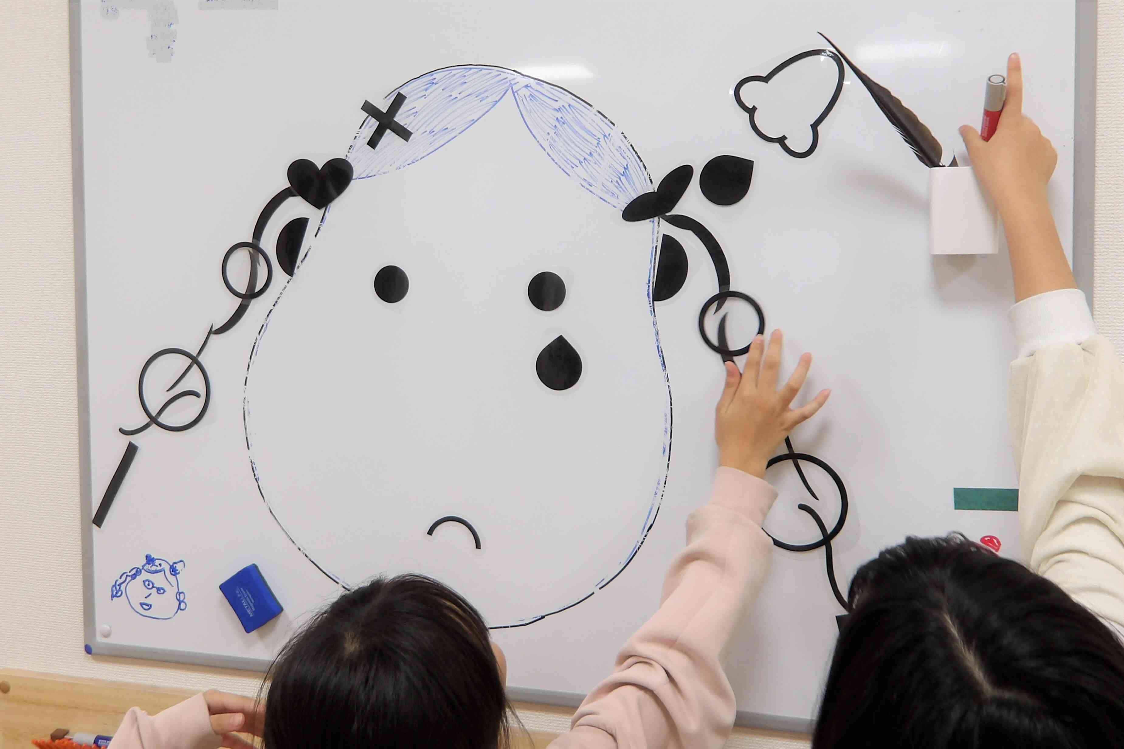 題「泣いてるおかめさん」