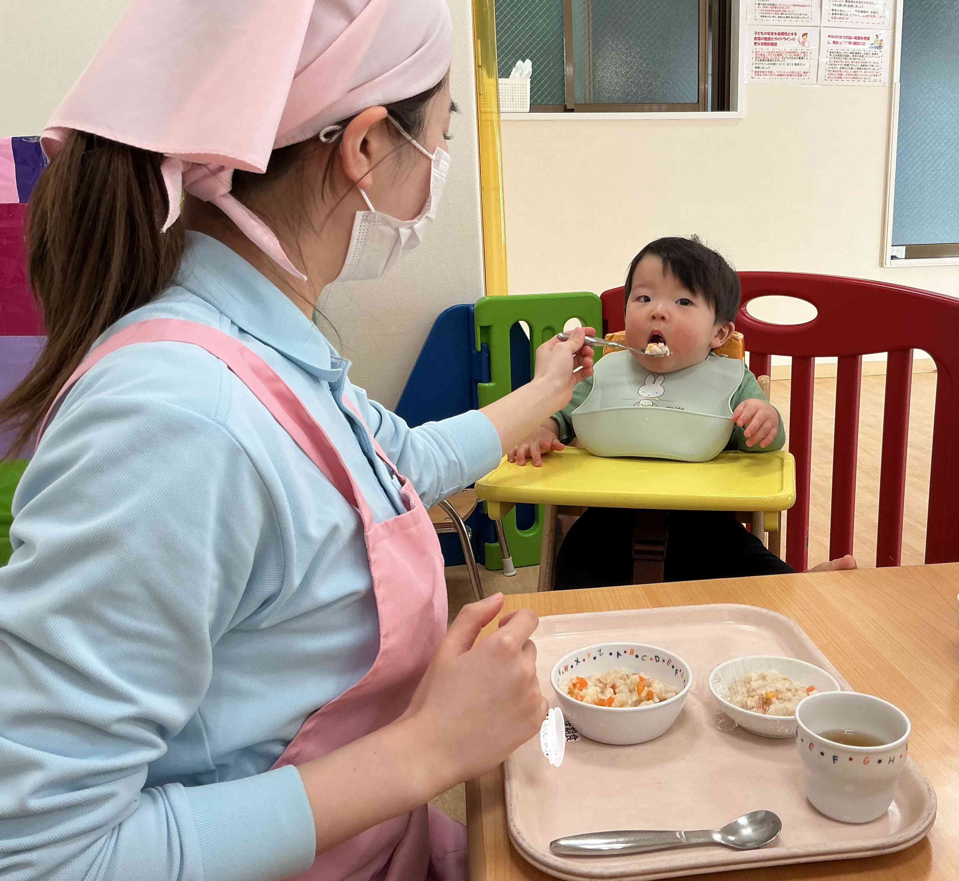 後期食のM君はお粥でした。