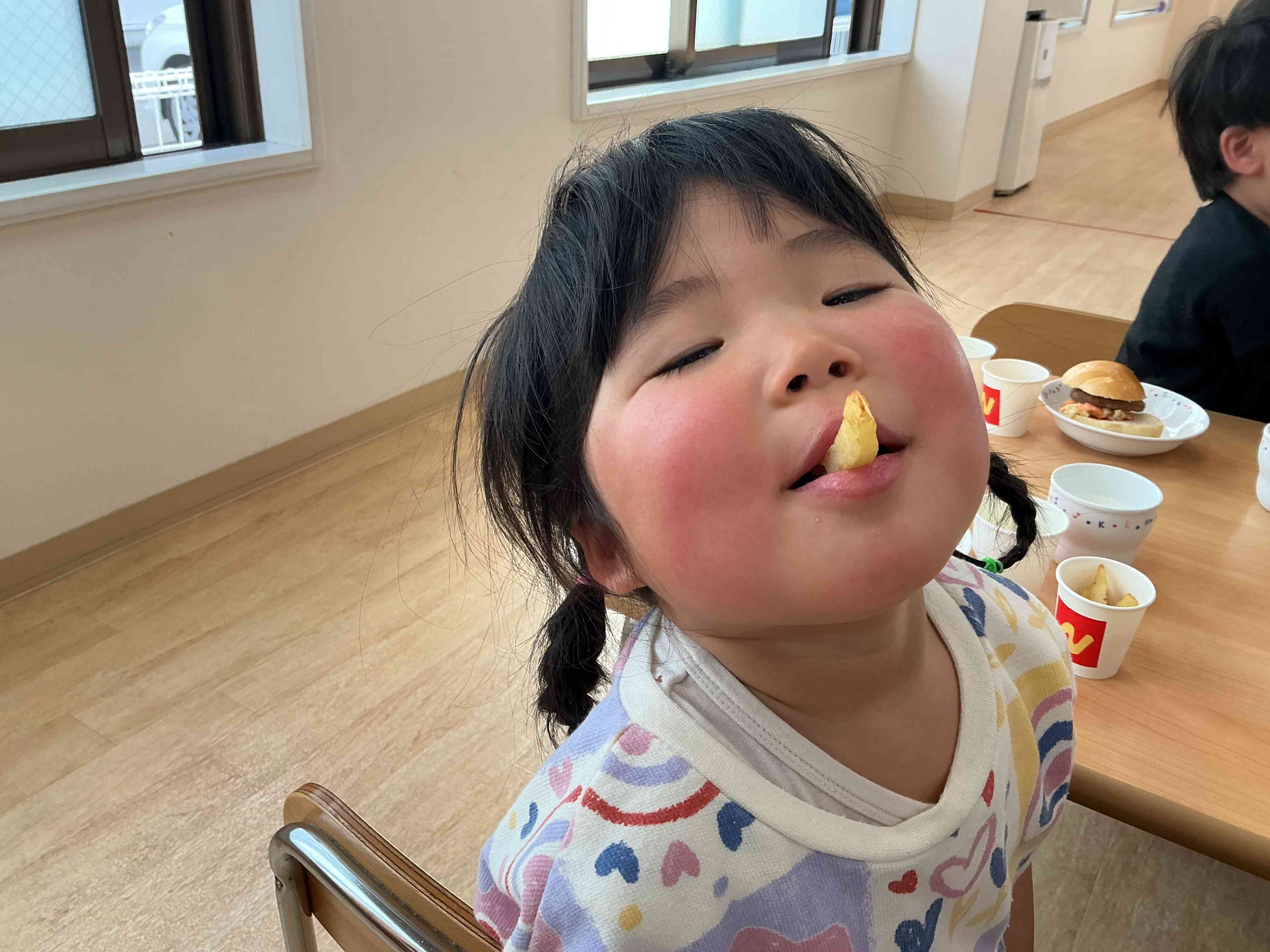 子どもたちが大好きなポテトもついていたね
