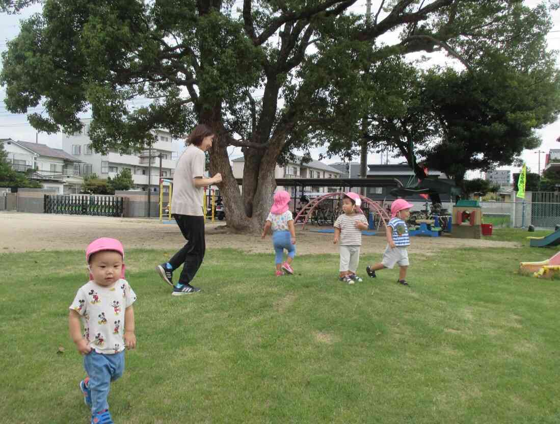 園庭あそび（1歳児）｜松山市立石井保育園｜ニチイキッズ