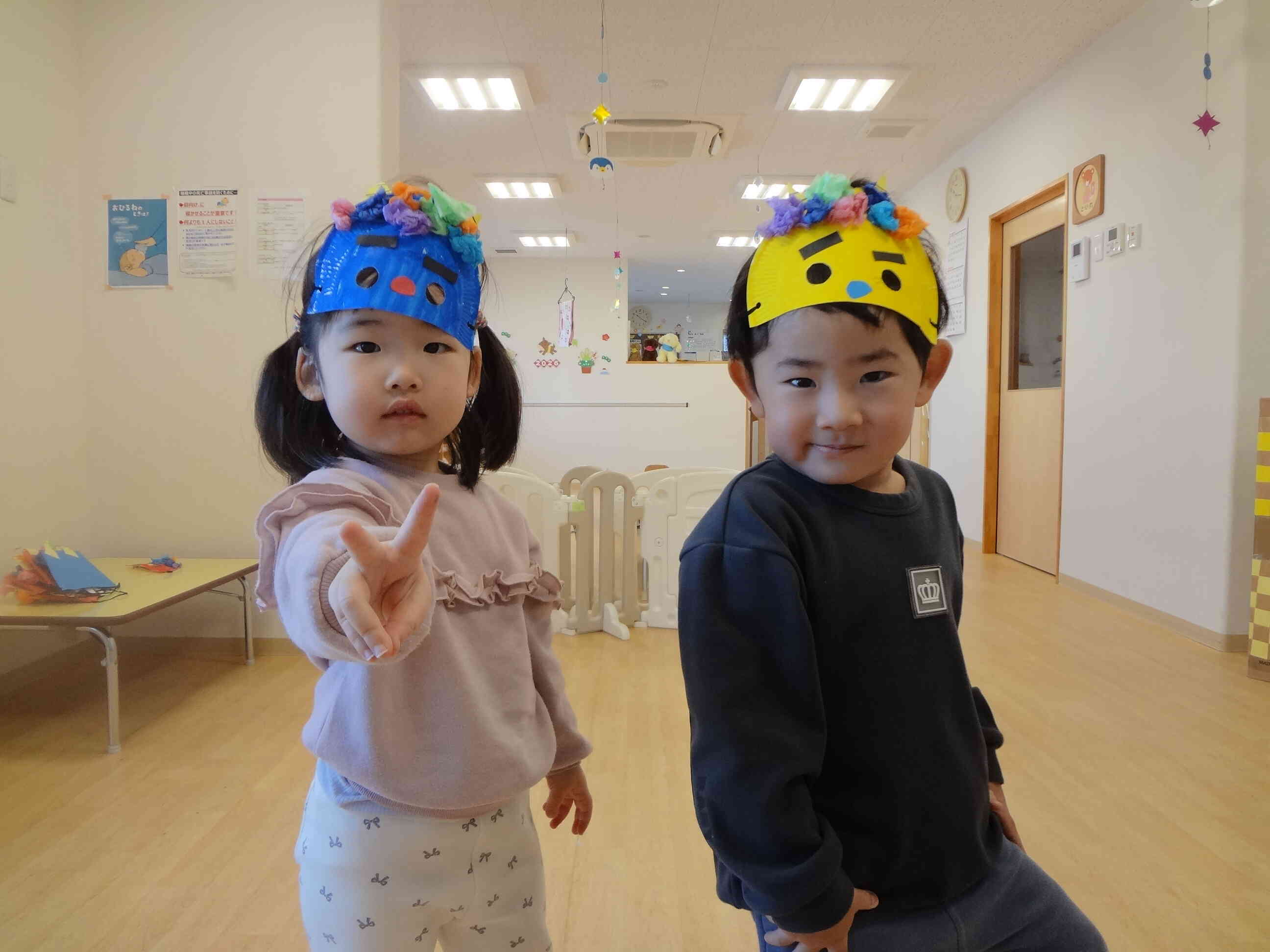 お面を被ってハイポーズ！【うさぎ組】