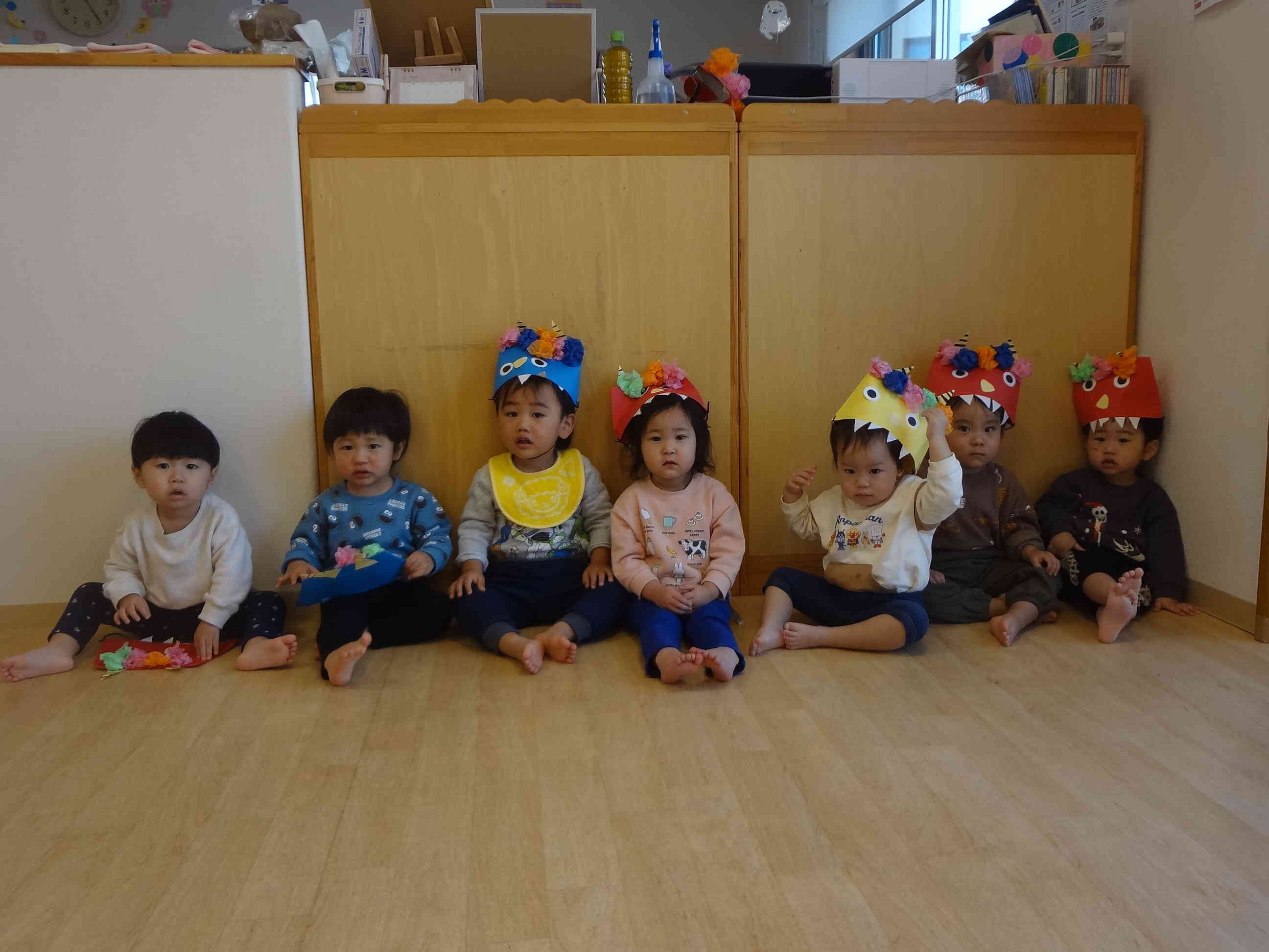 お面を被ってハイポーズ！【あひる組】