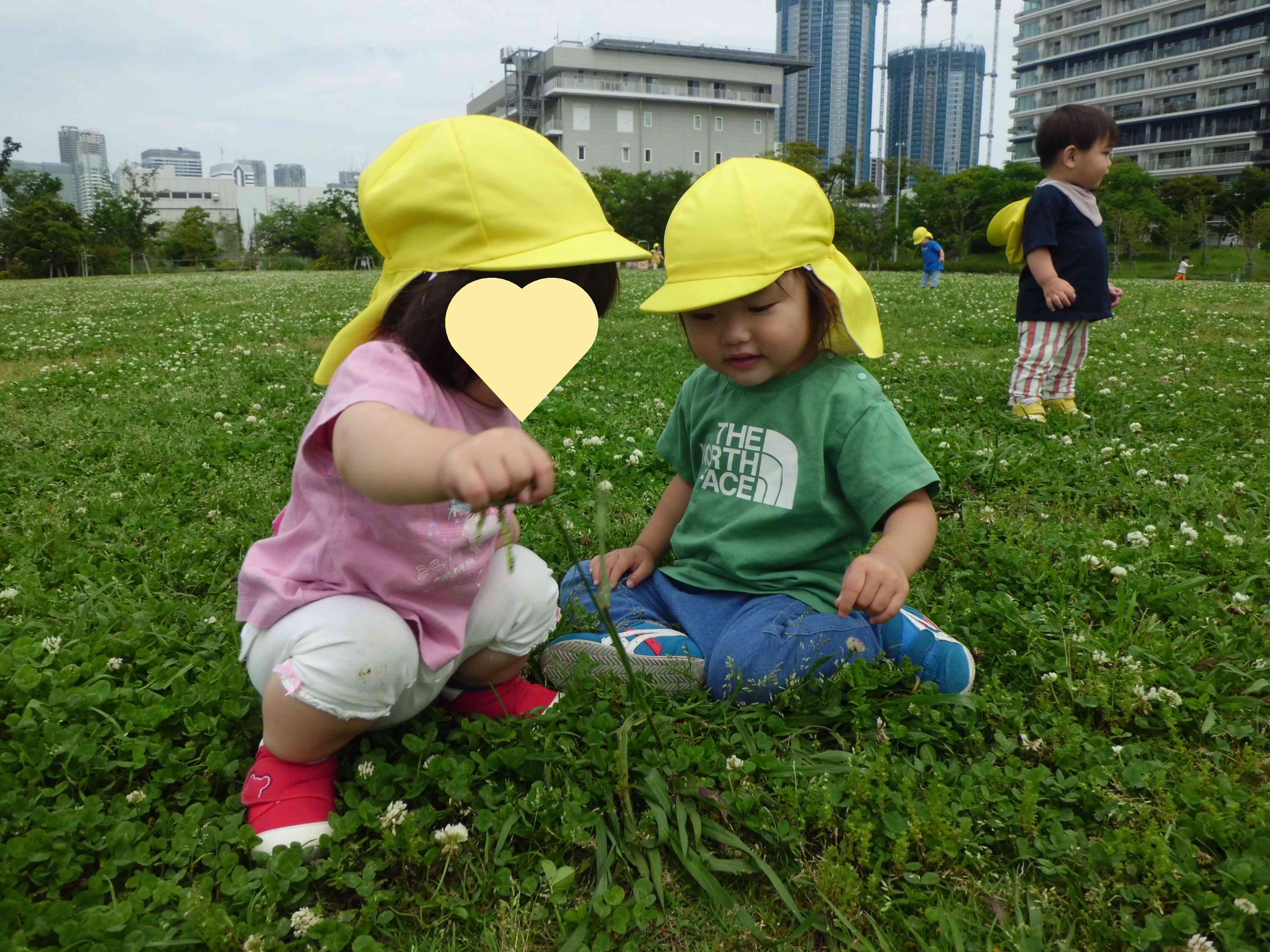 葉っぱもお花もたくさん触れ合っています♪