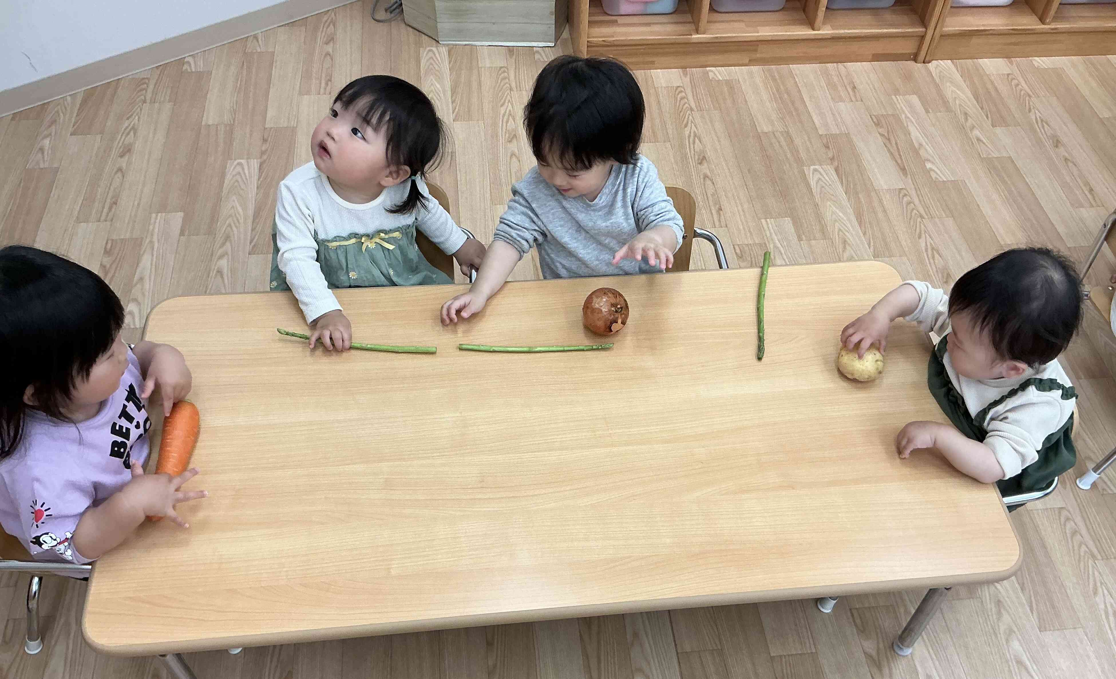 食育活動「野菜に触れたよ」