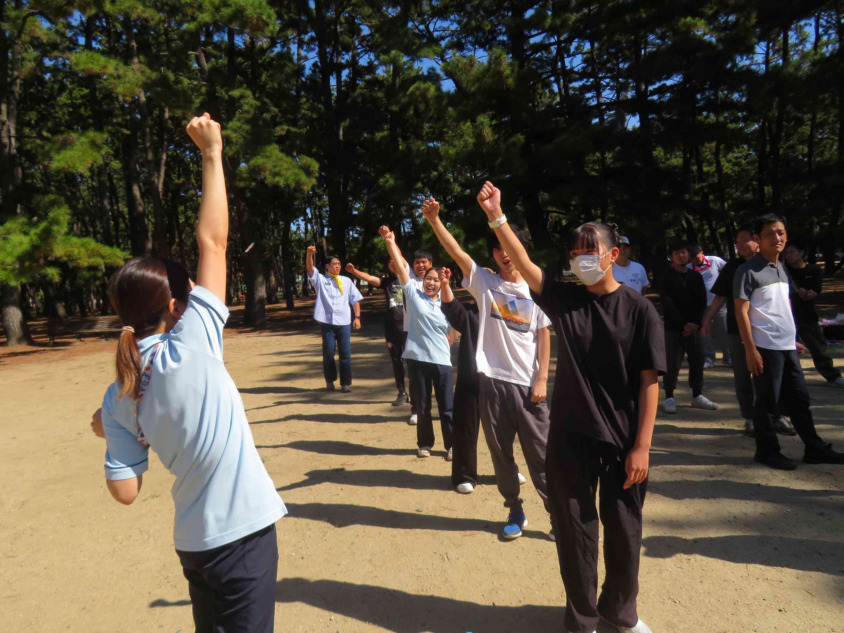 保護者リレーがんばるぞ！！気合を注入！！