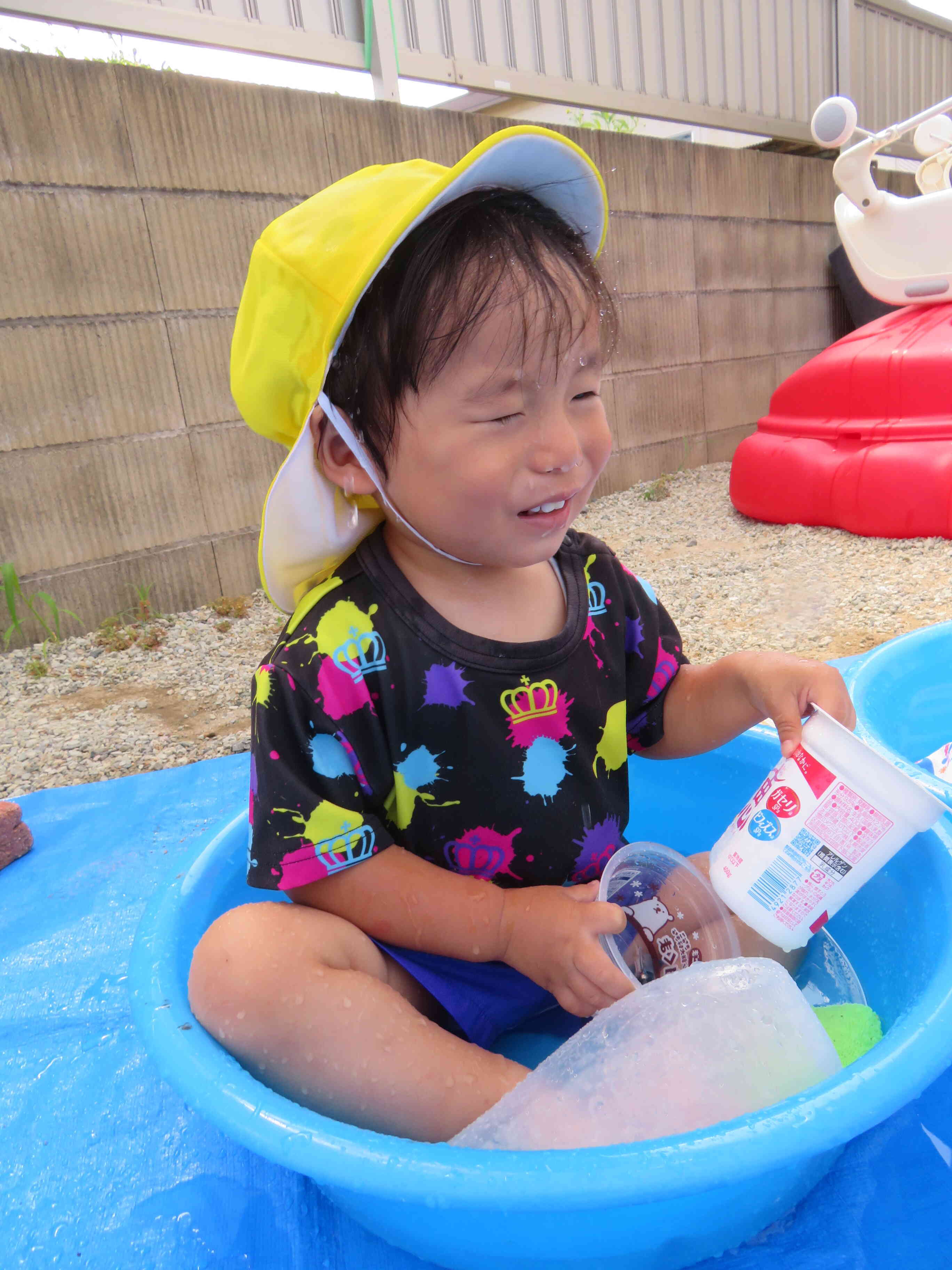 不意打ちで水が！！