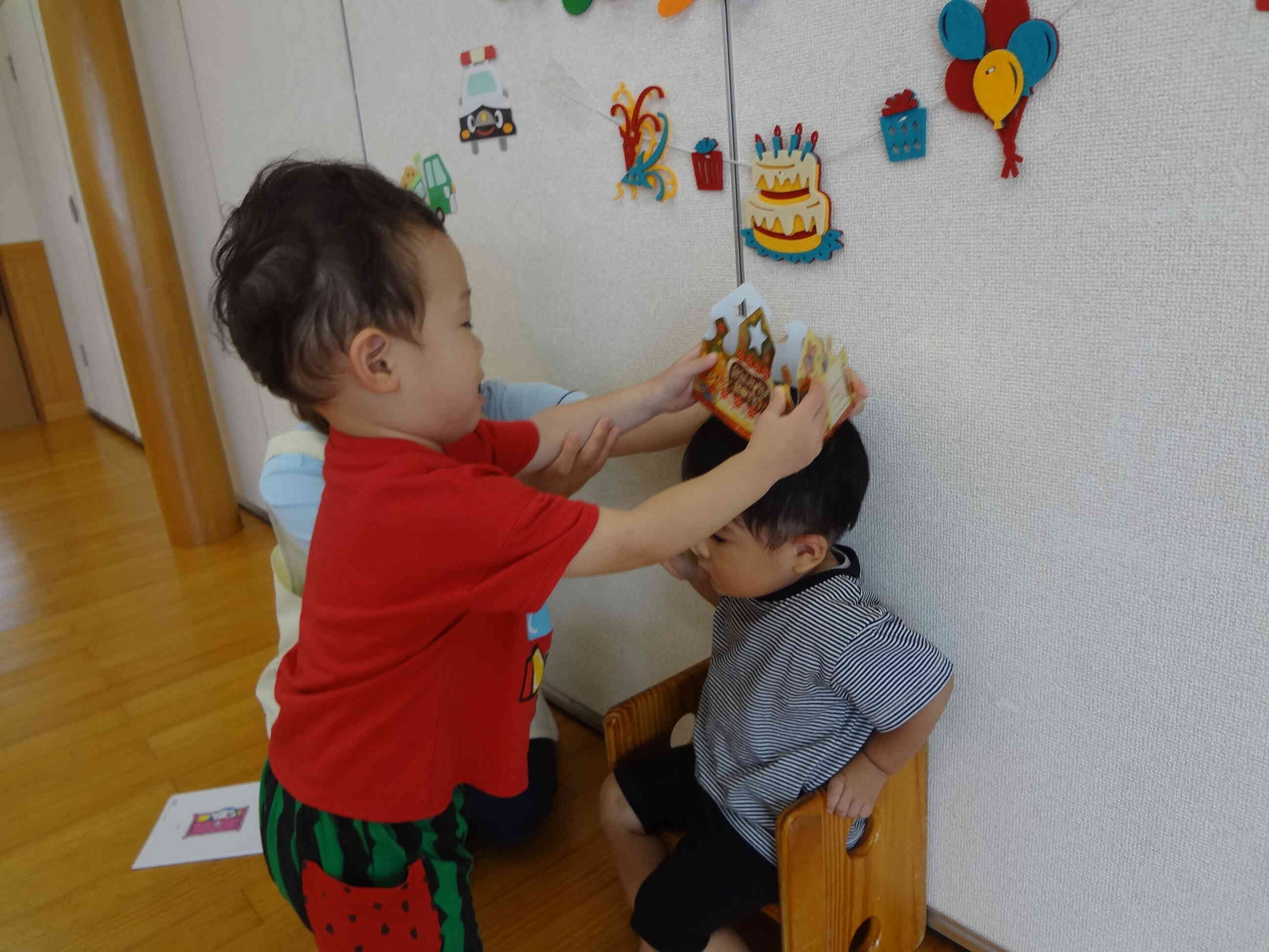 冠をかぶせてもらったよ！