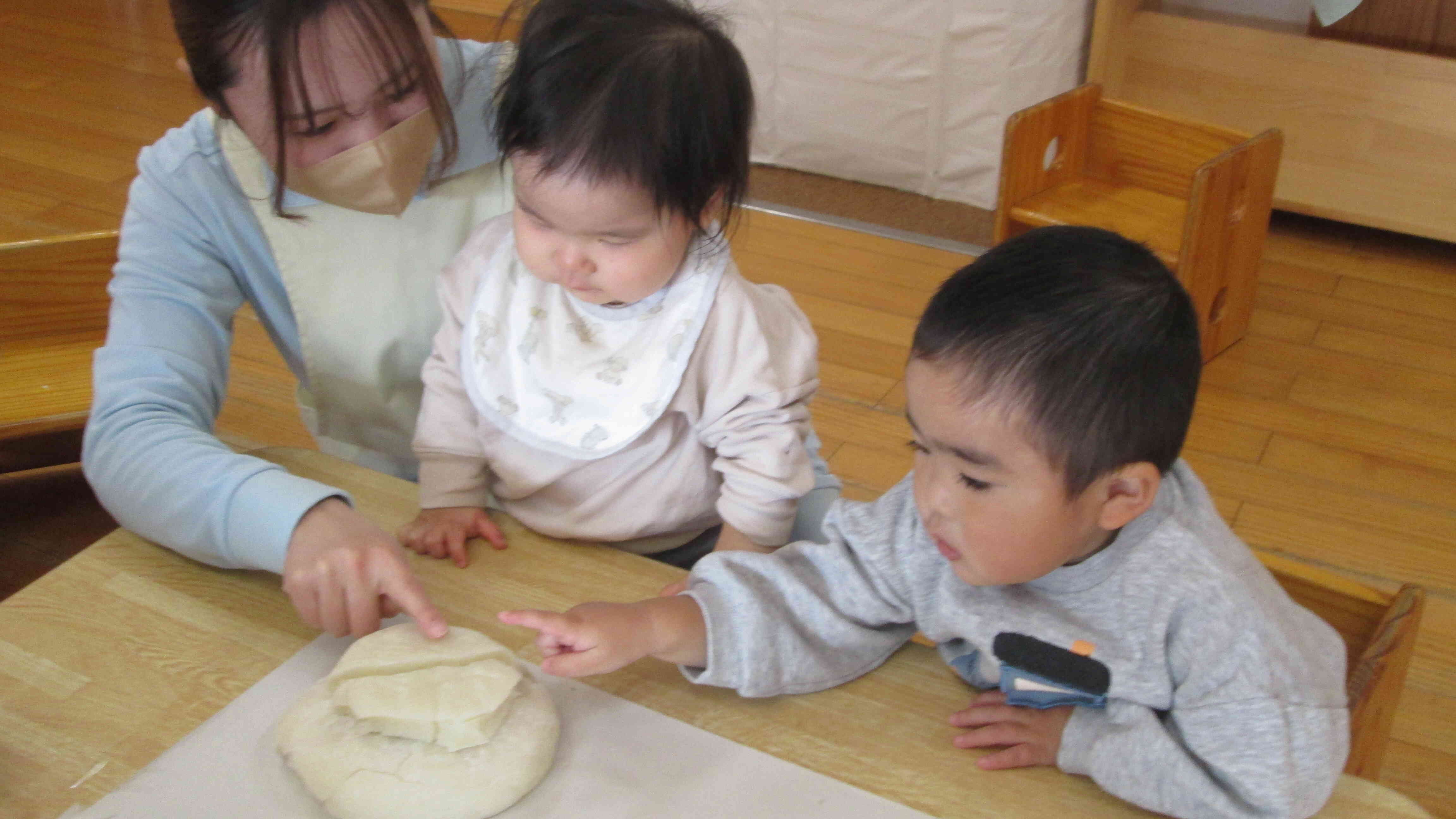 鏡開きで鏡餅を観察してみたよ。