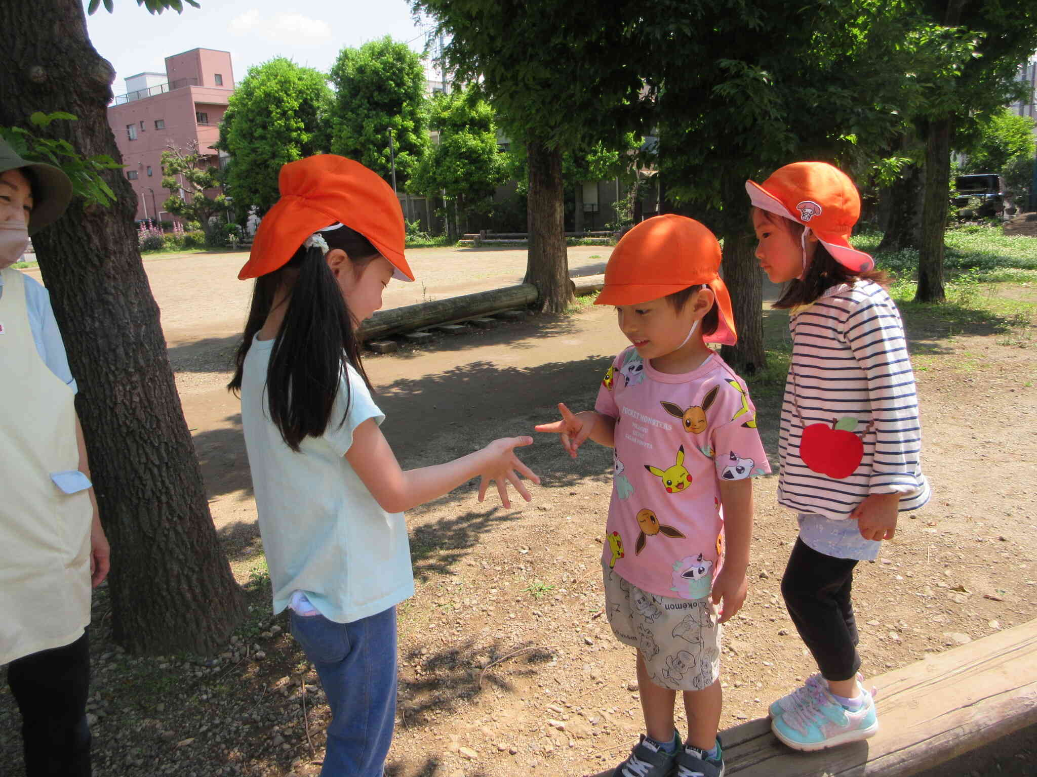 丸太を使ってじゃんけんも楽しんでいましたよ！
