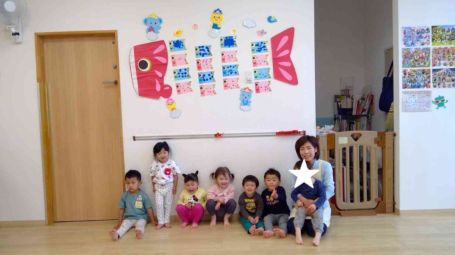 こいのぼりと一緒に「はい、チーズ!」