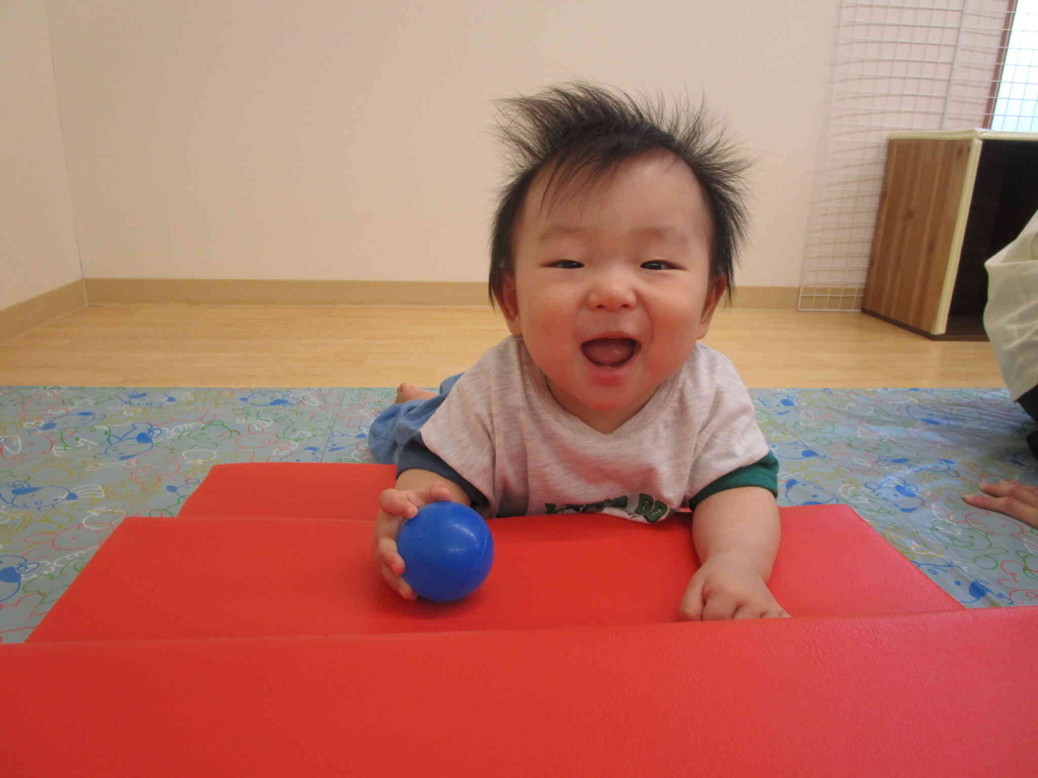 おもちゃを追いかけてたくさんハイハイします