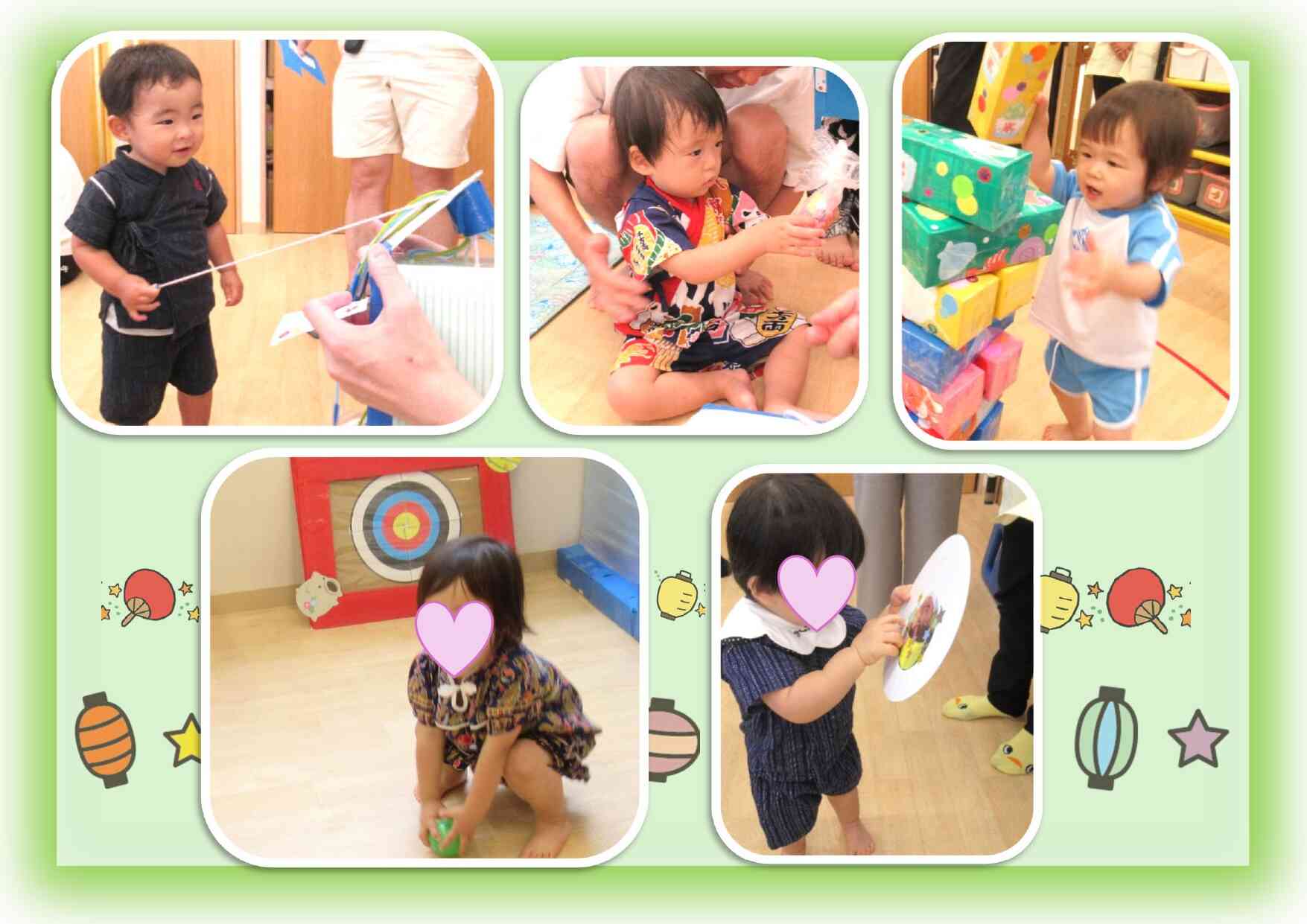 普段とちがうお祭りムードのお部屋にちょっとびっくりな子ども達です☆