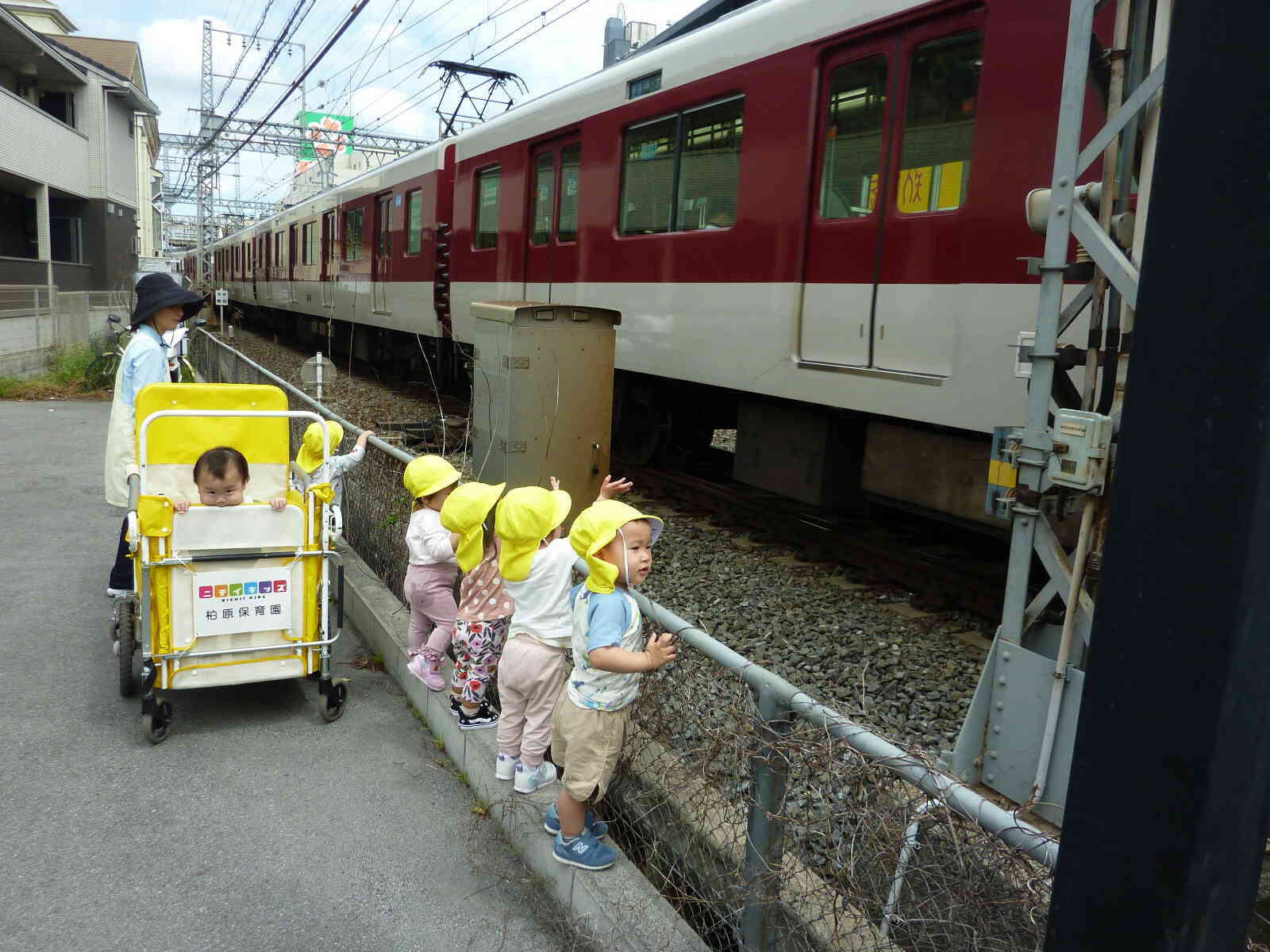 電車を見に行ったよ。(あひる組)