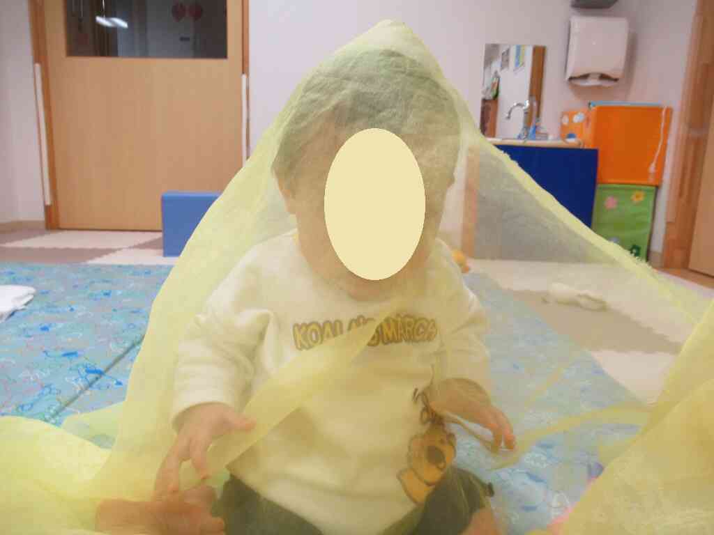 ひよこ組では、布を使った”いないいないばぁ～”遊びがお気に入りの遊びのひとつです。