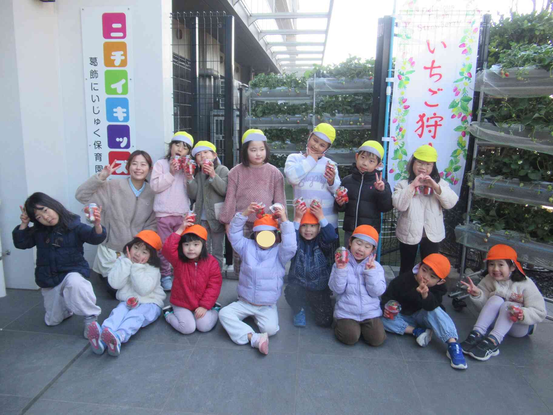 たくさん摘んだよー（ぱんだ・きりん組　4・5歳児クラス）