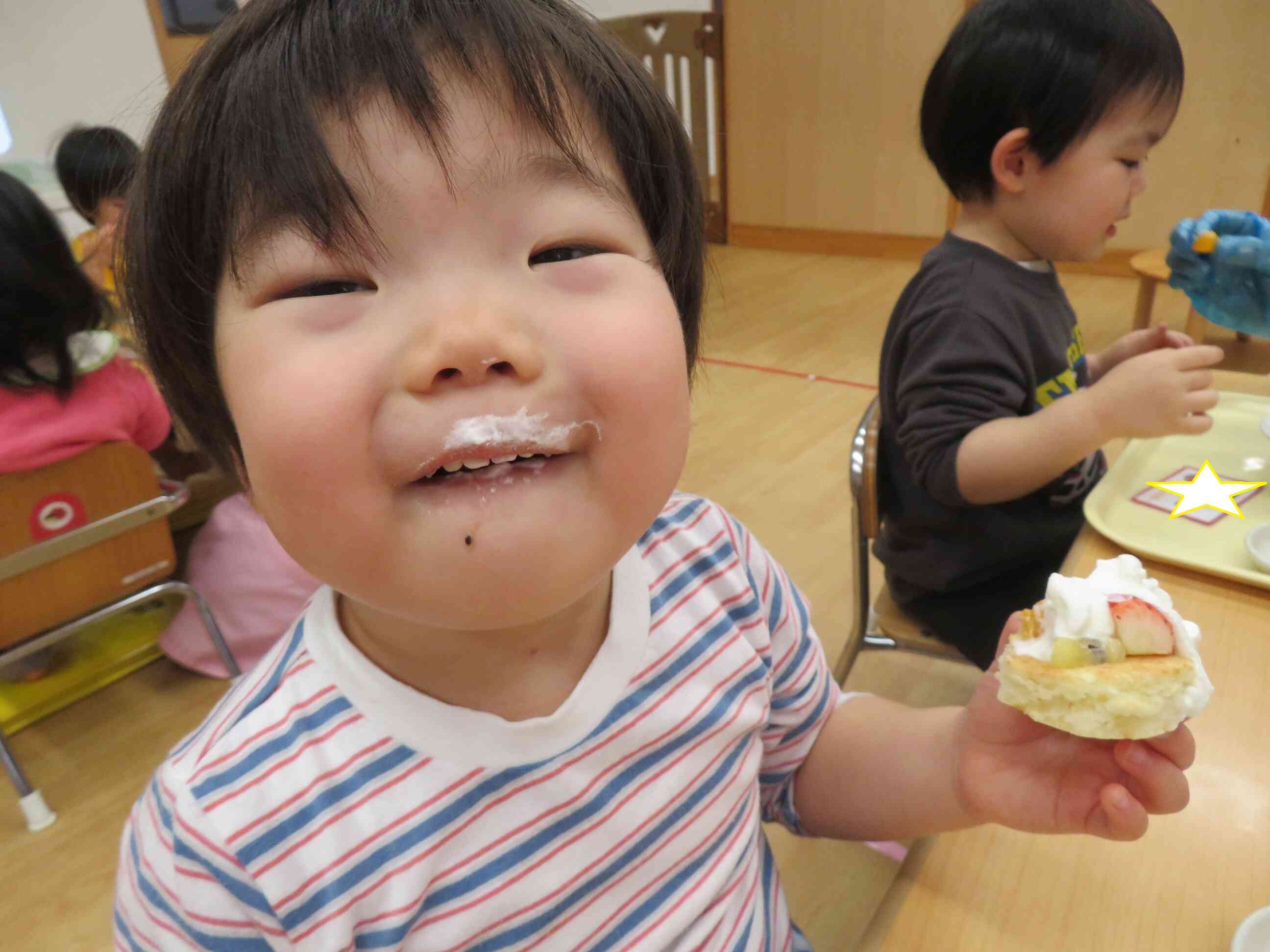 クリームのおひげができたよ