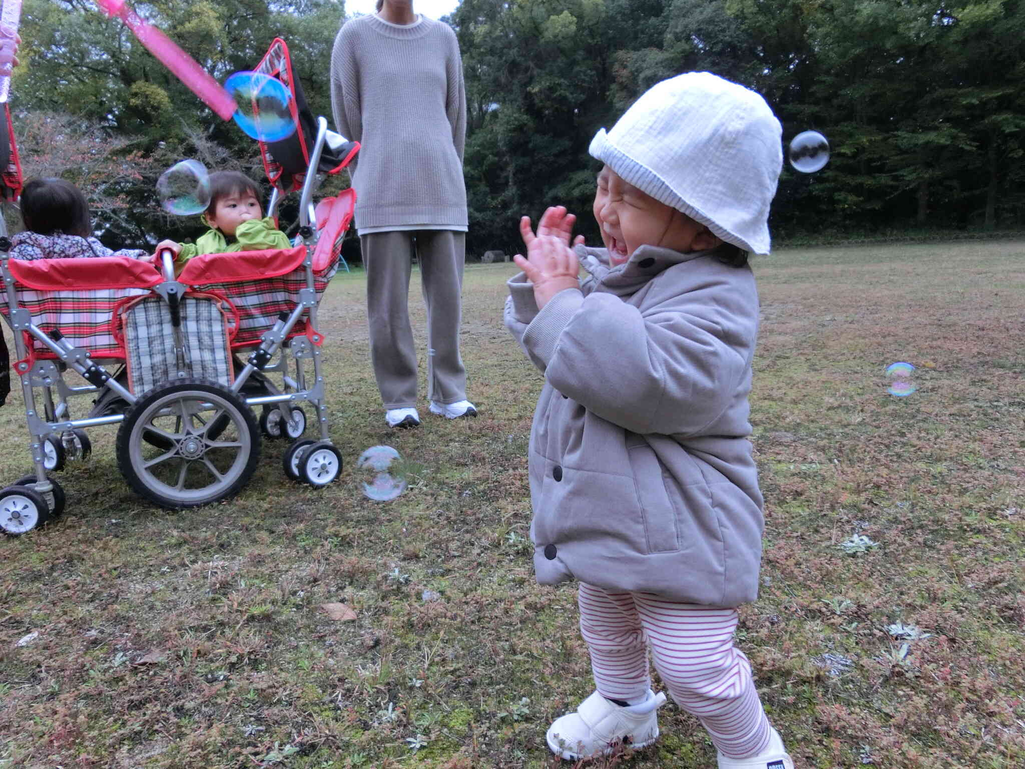 シャボン玉だー