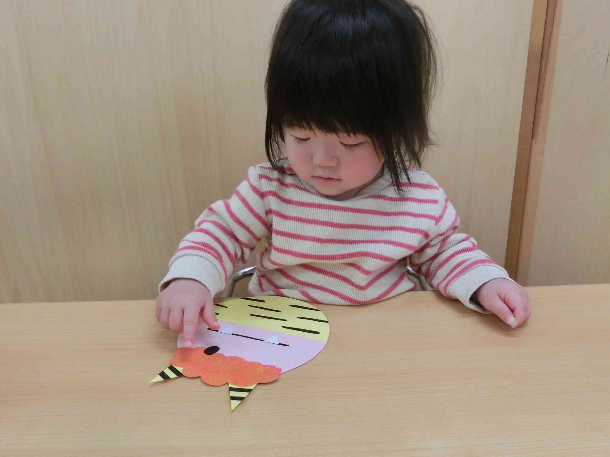 先生！お目め貼れたよ！