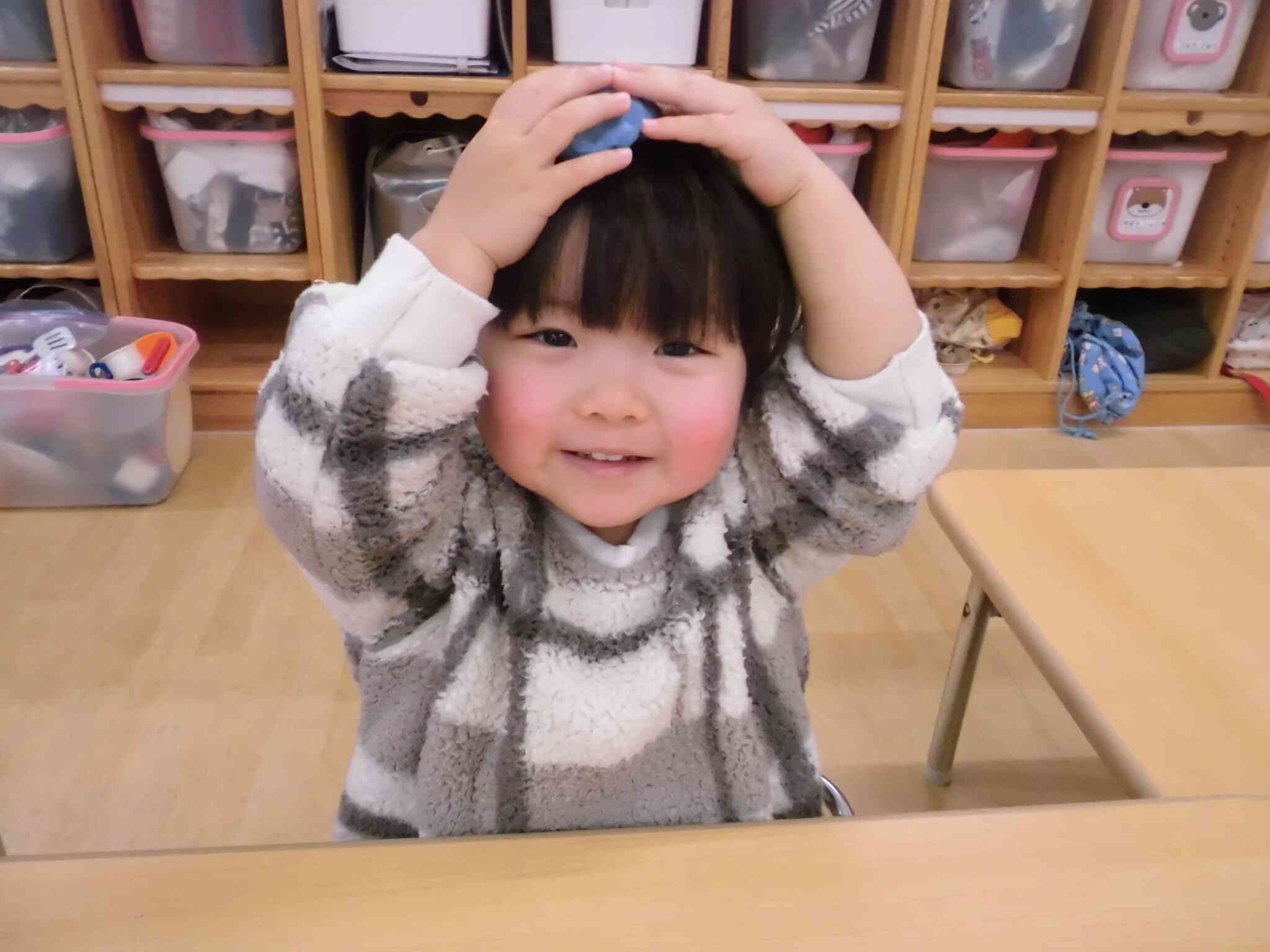 頭にのっけたよ☆