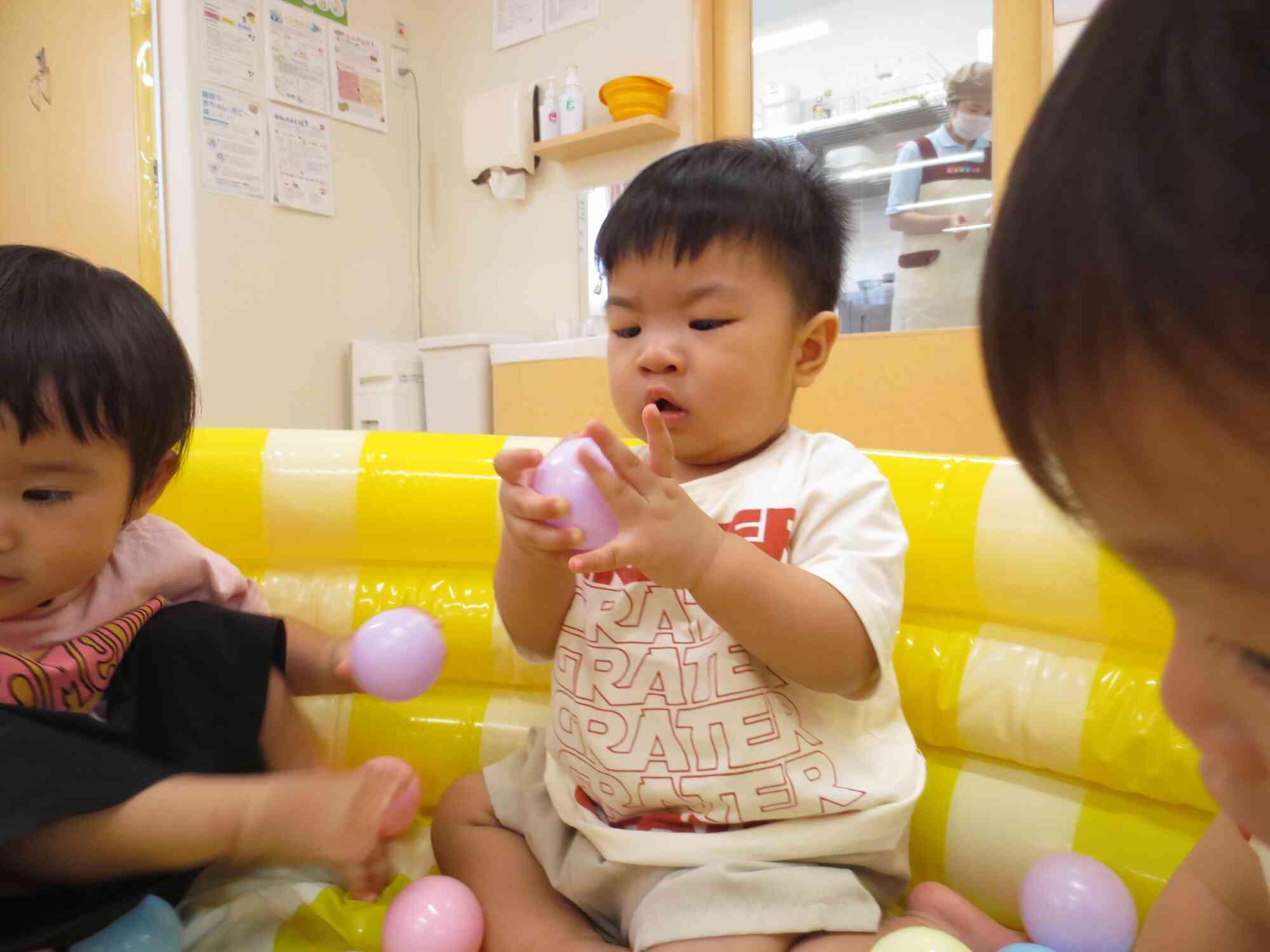 しっかり握って。。
