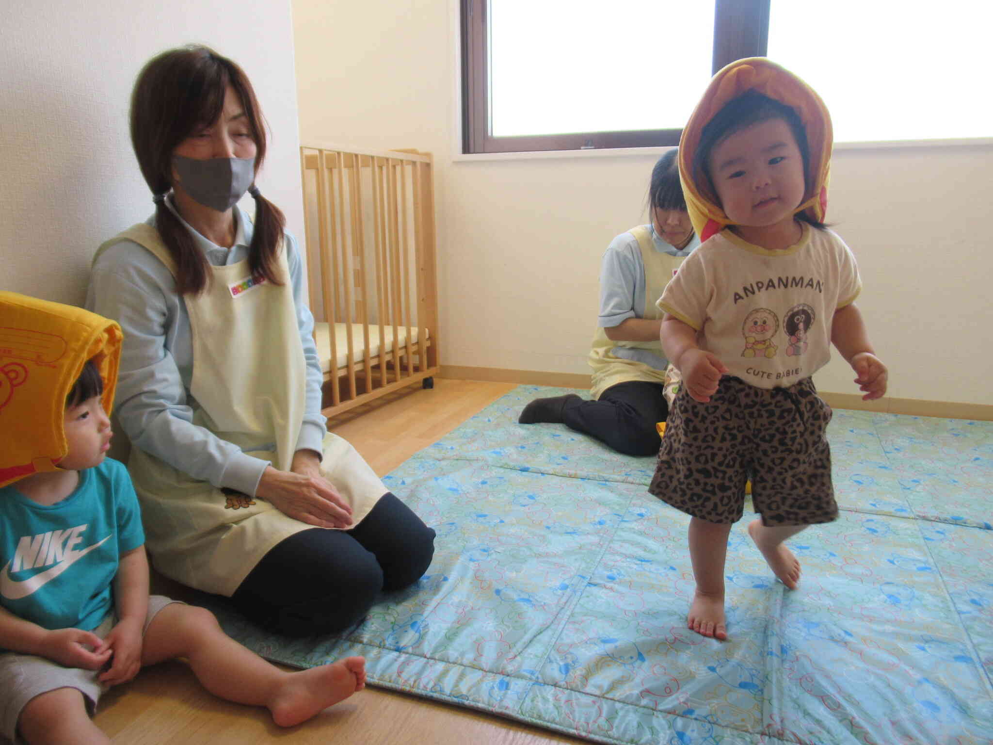 防災頭巾…似合ってるかな？