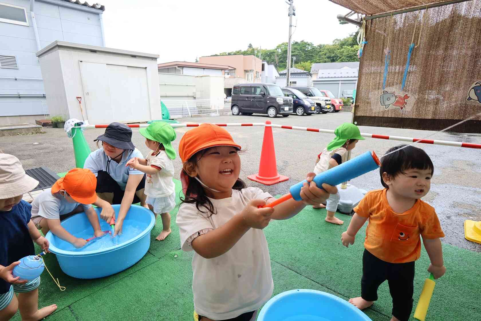 水鉄砲で遊んだよ！