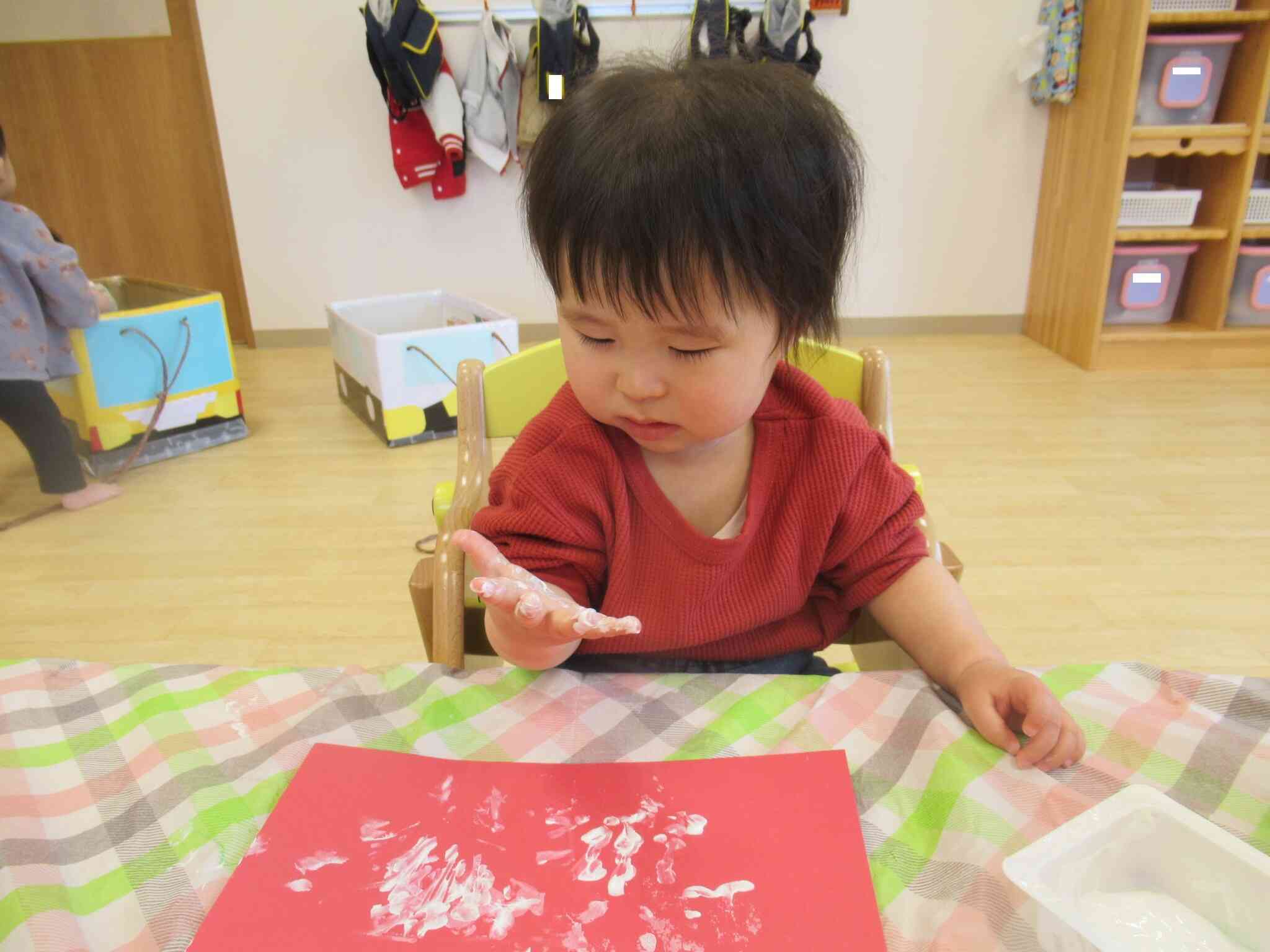 うわ~ 手が真っ白!
