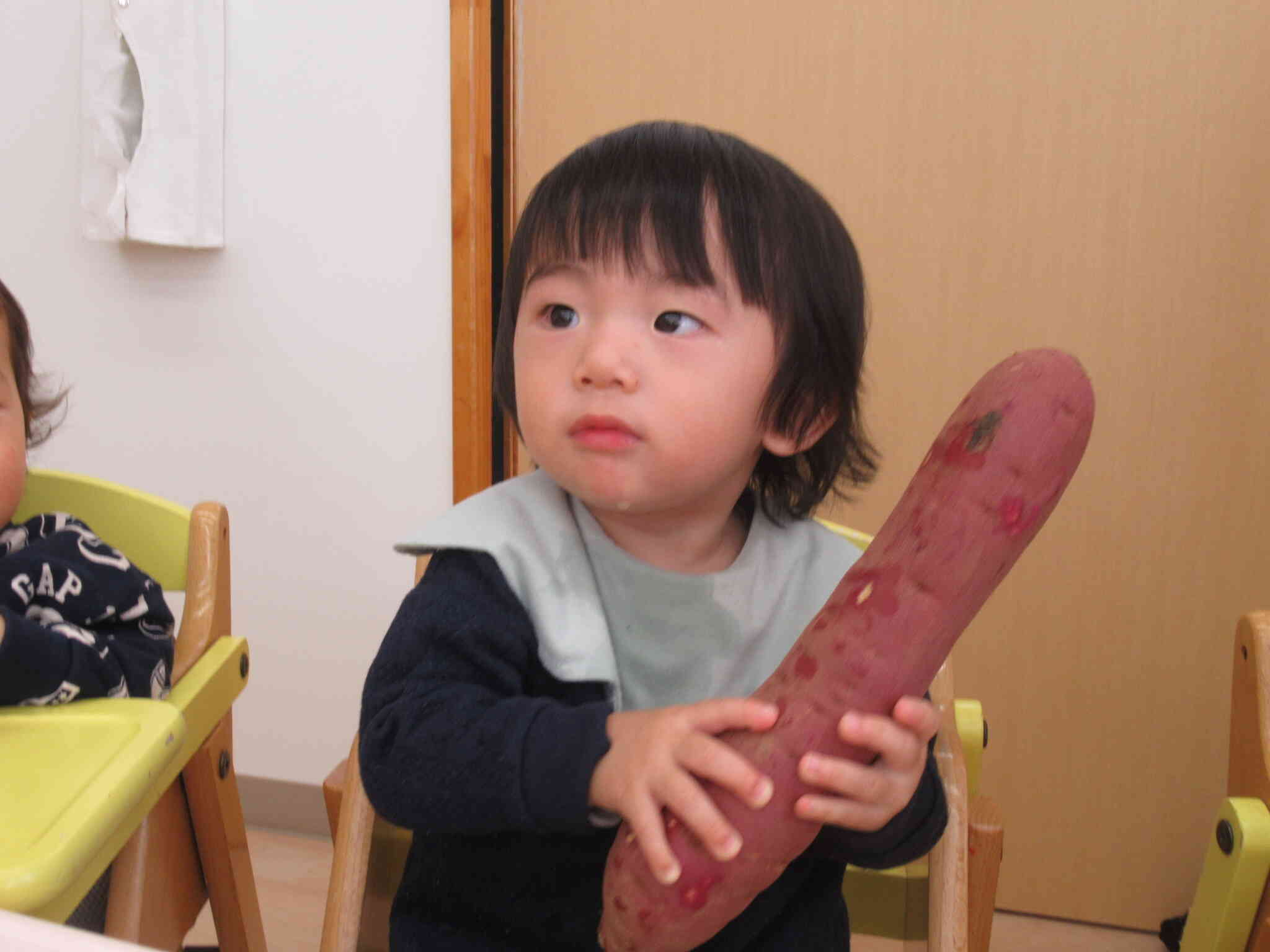 おいもにさわってみたよ