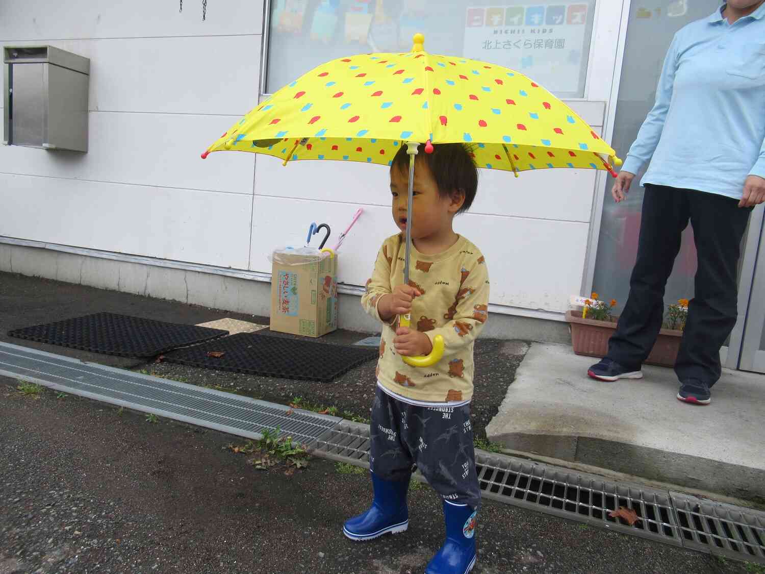傘をもち、そーっとそーっと歩く姿が可愛いです。