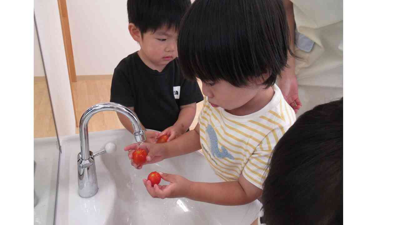 お水で洗って、、