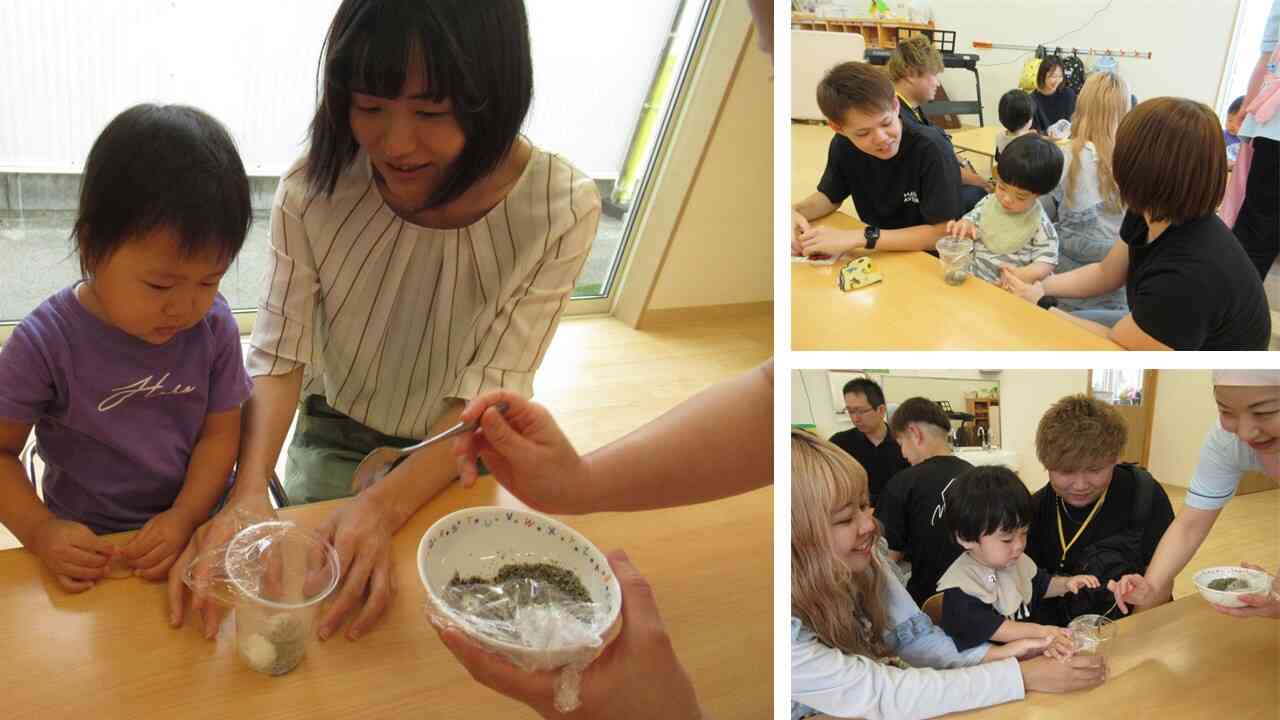 おうちの方と一緒におはぎを作るよ!