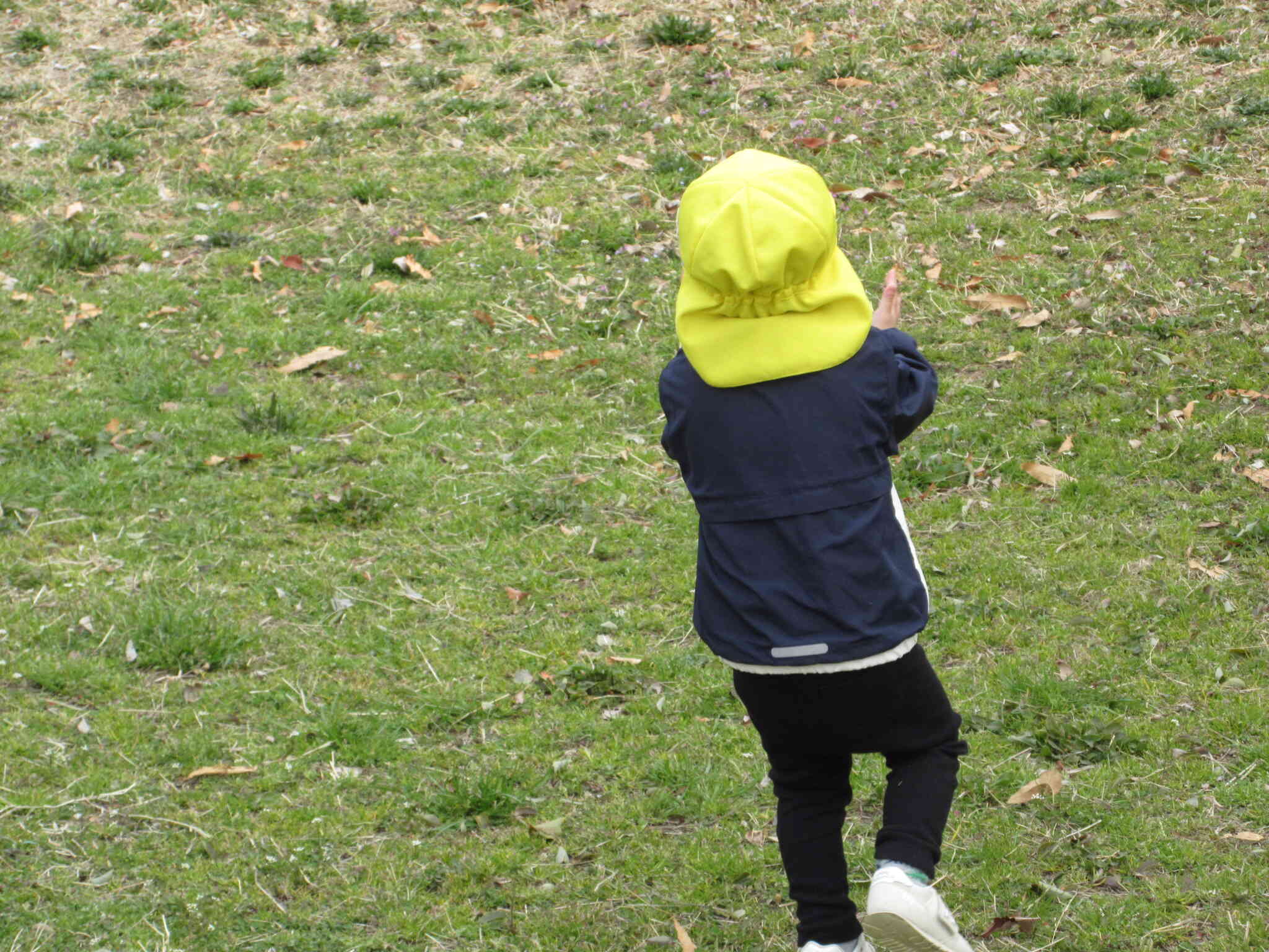 しゃぼん玉を追いかける姿も...