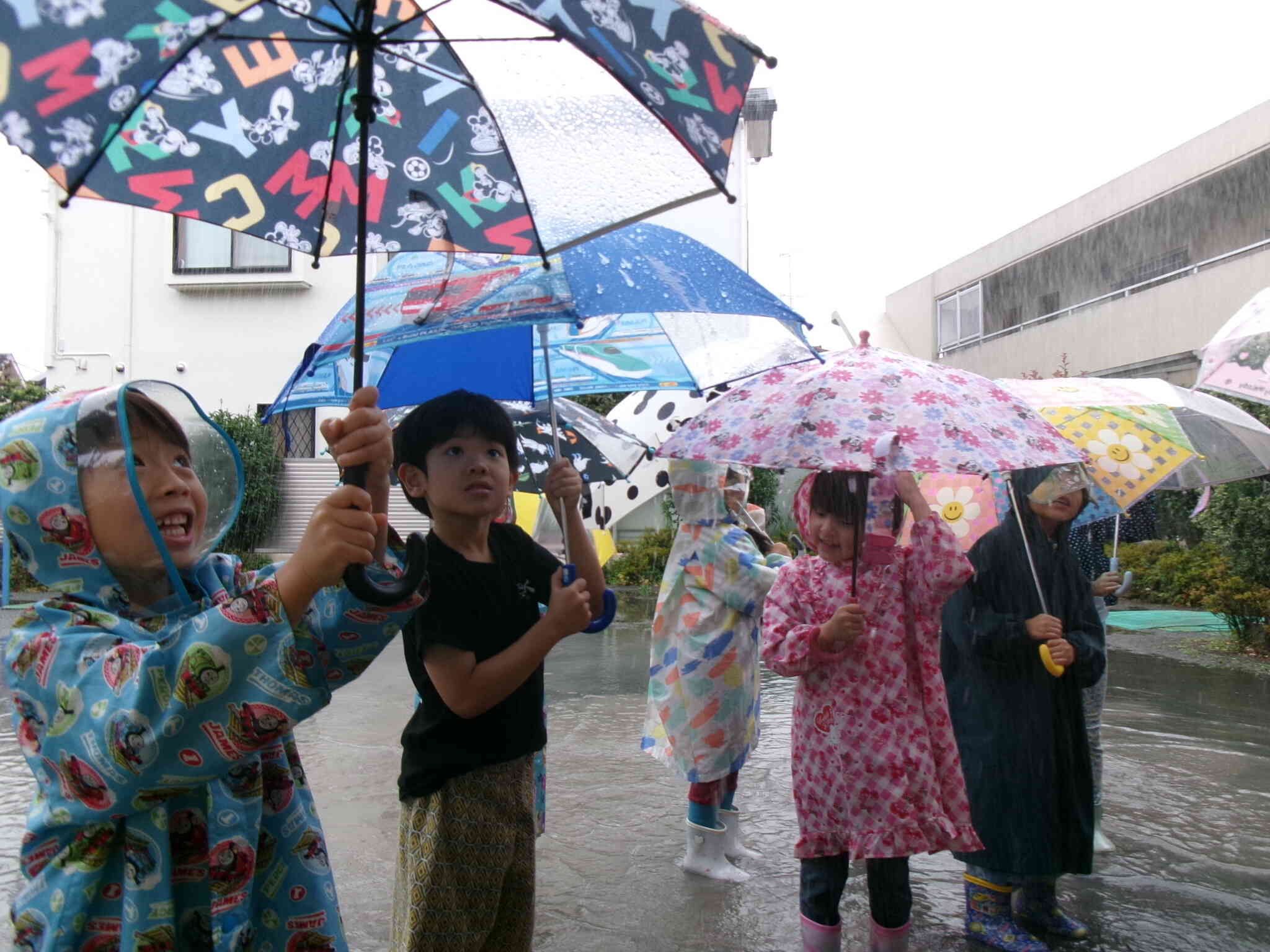 雨の日の園庭（５歳児）