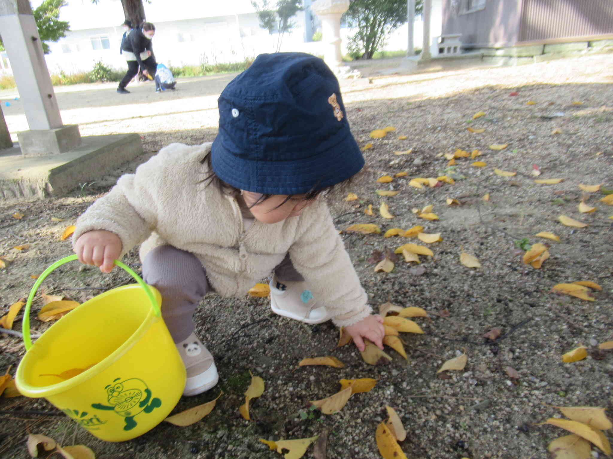 落ち葉で遊んだよ