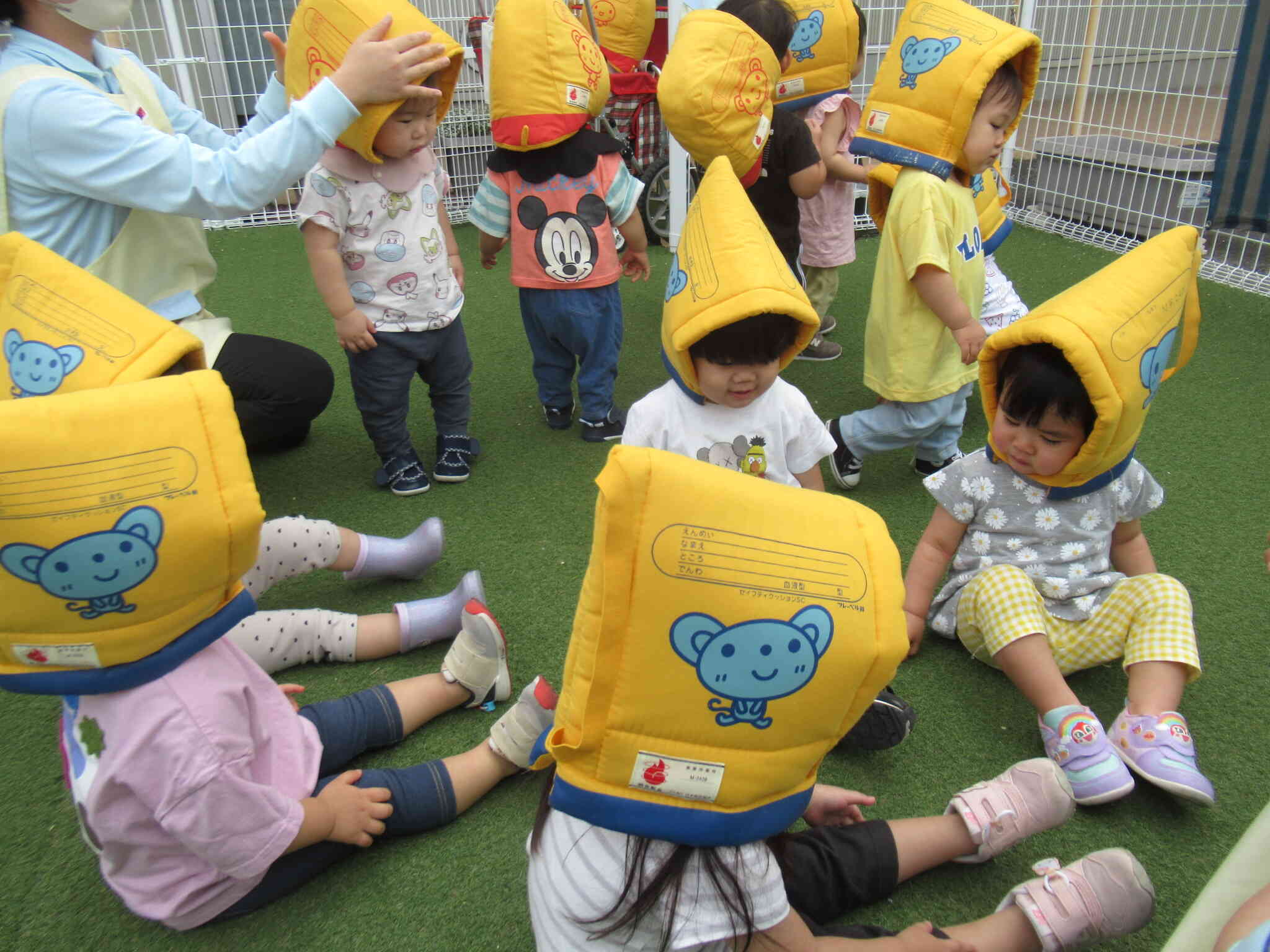 二次避難は園庭へ