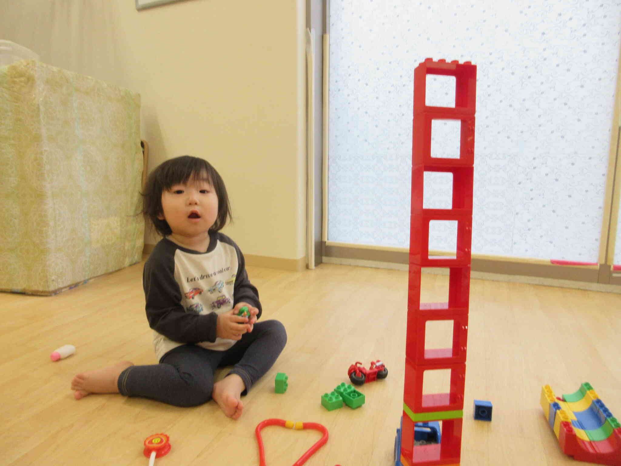 がんばって高く積み上げたよ！