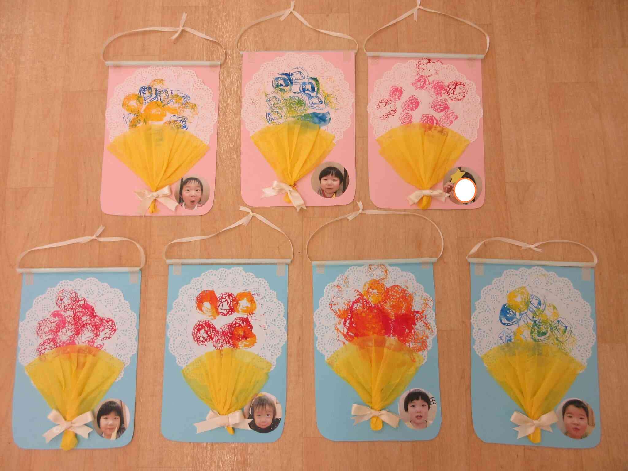 2歳児・うさぎ組のプレゼント☆きれいな花束です！