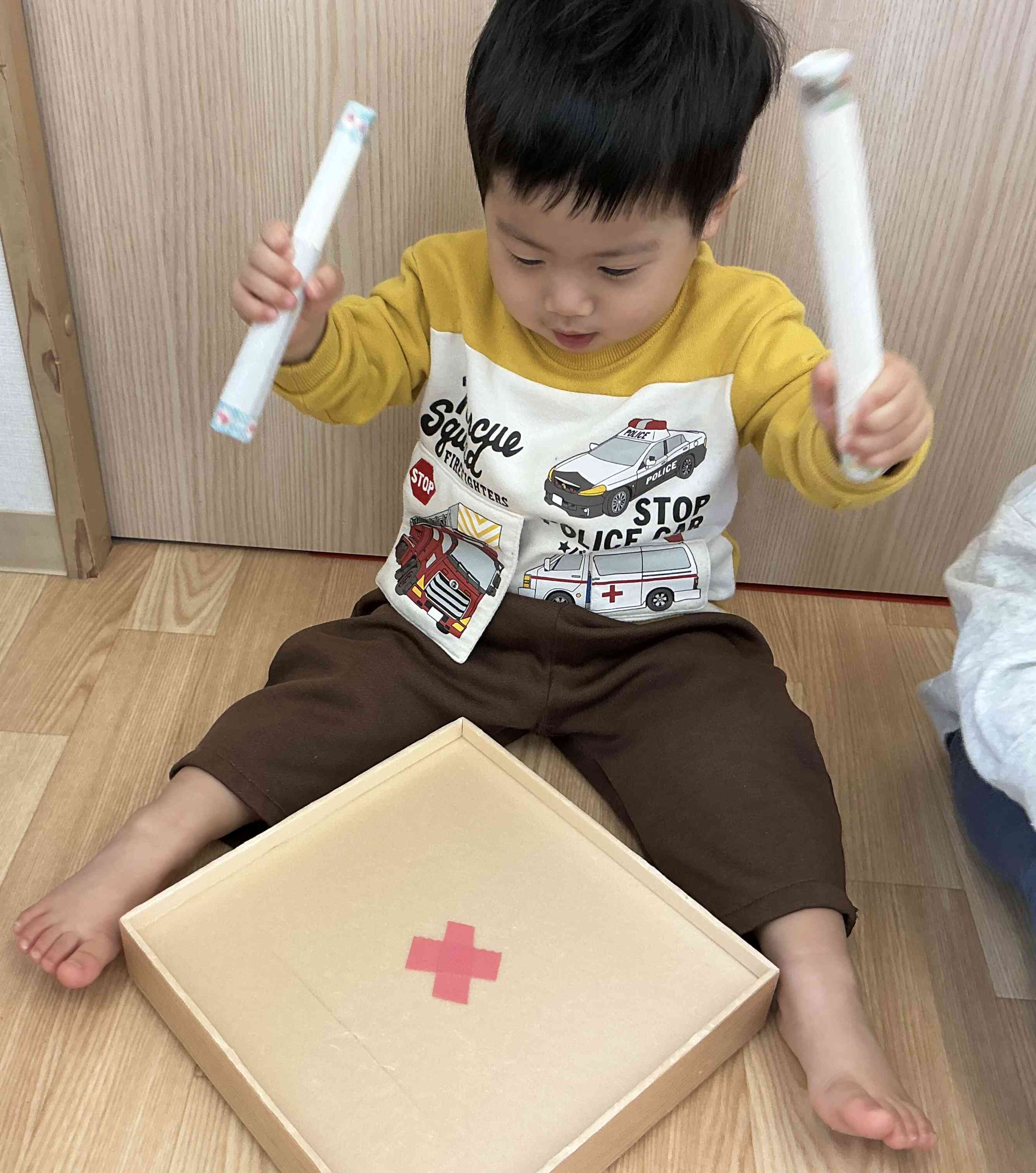 勢いよくたたいていましたよ