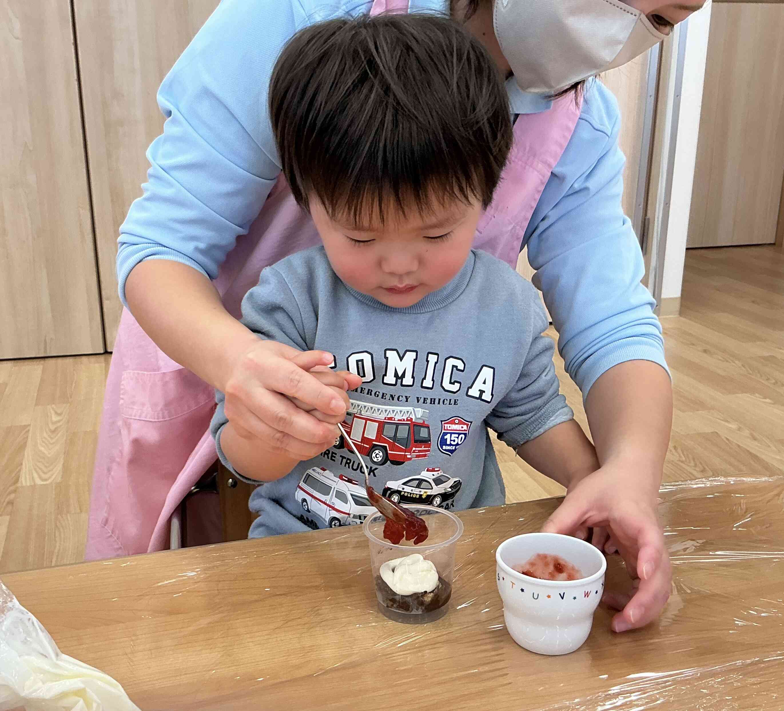 先生と一緒に上手にできたね!