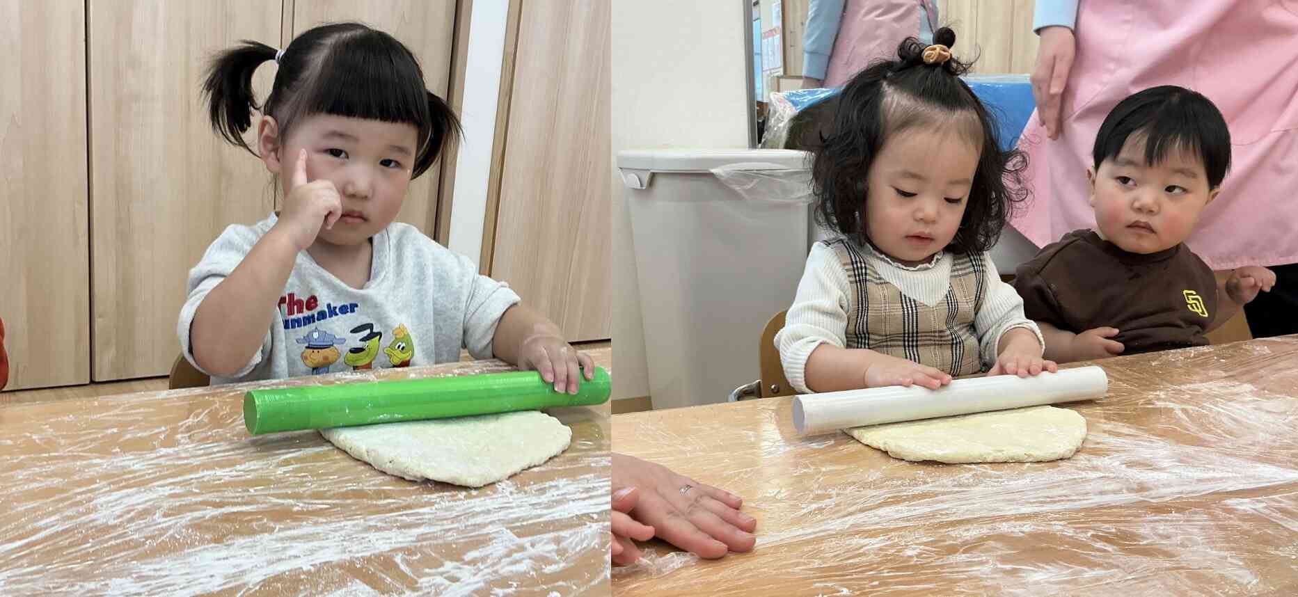 綿棒で生地を伸ばしたよ