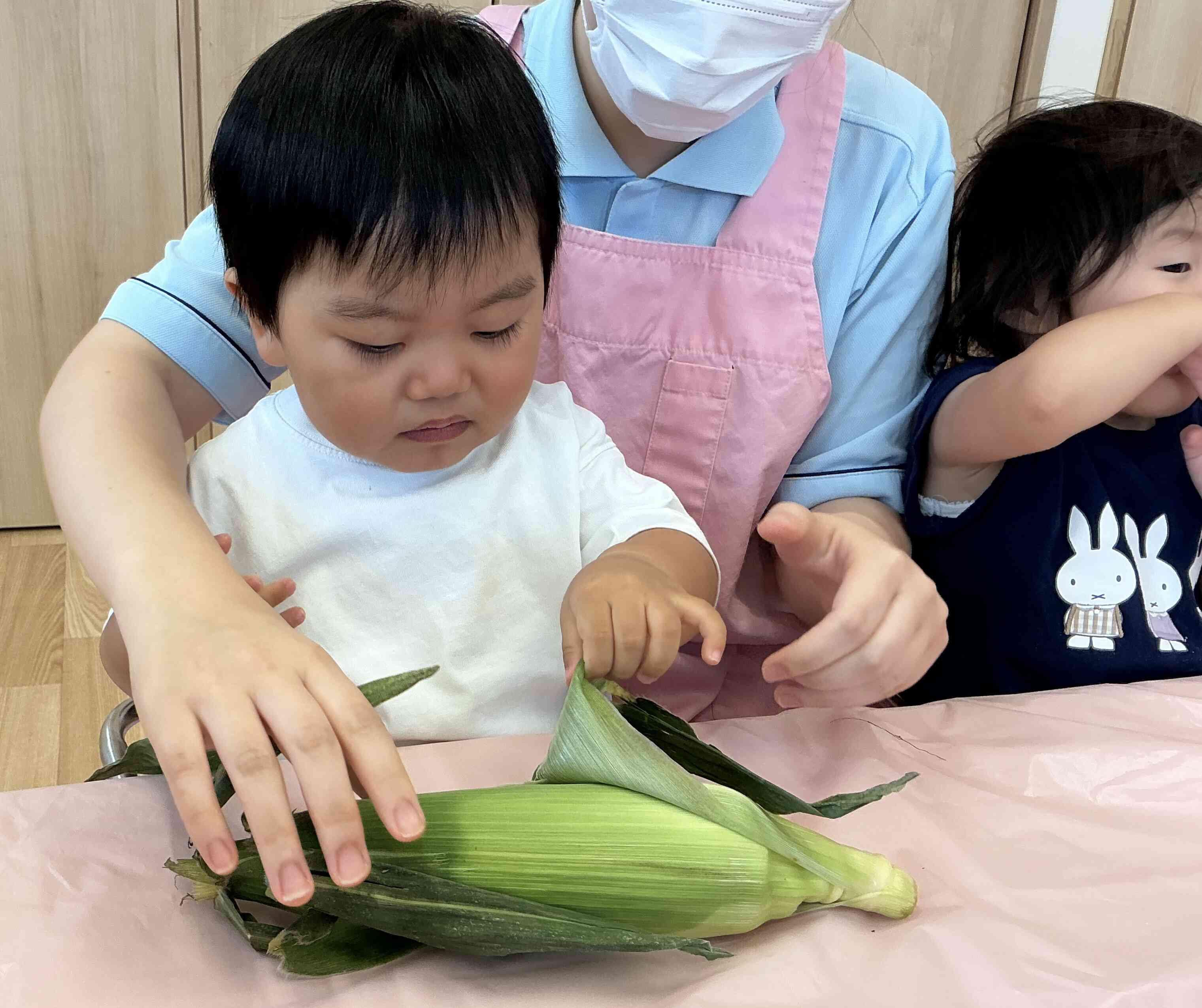 黄色いとうもろこしが見えてきたね！