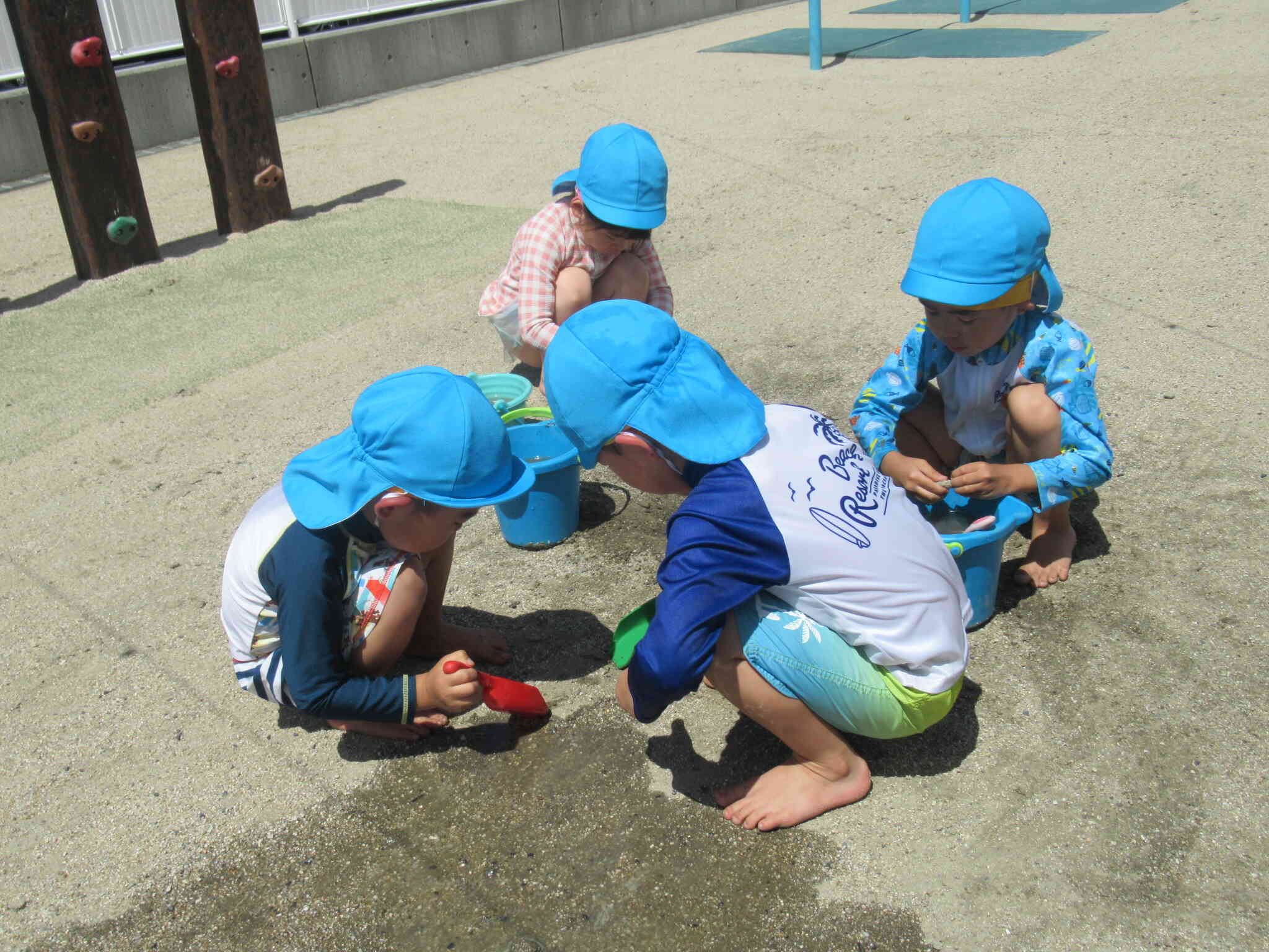プールで冷えた体には、日なたがきもちいいんです。