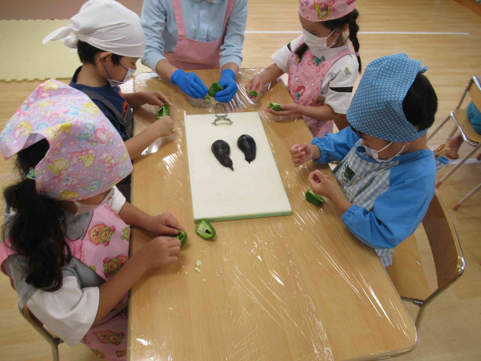食育　5歳児クラス　夏野菜カレー作り