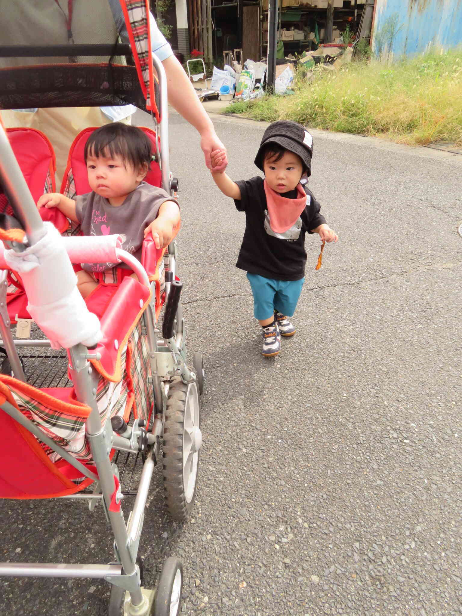 歩いてお散歩できるようになったお友だちも。