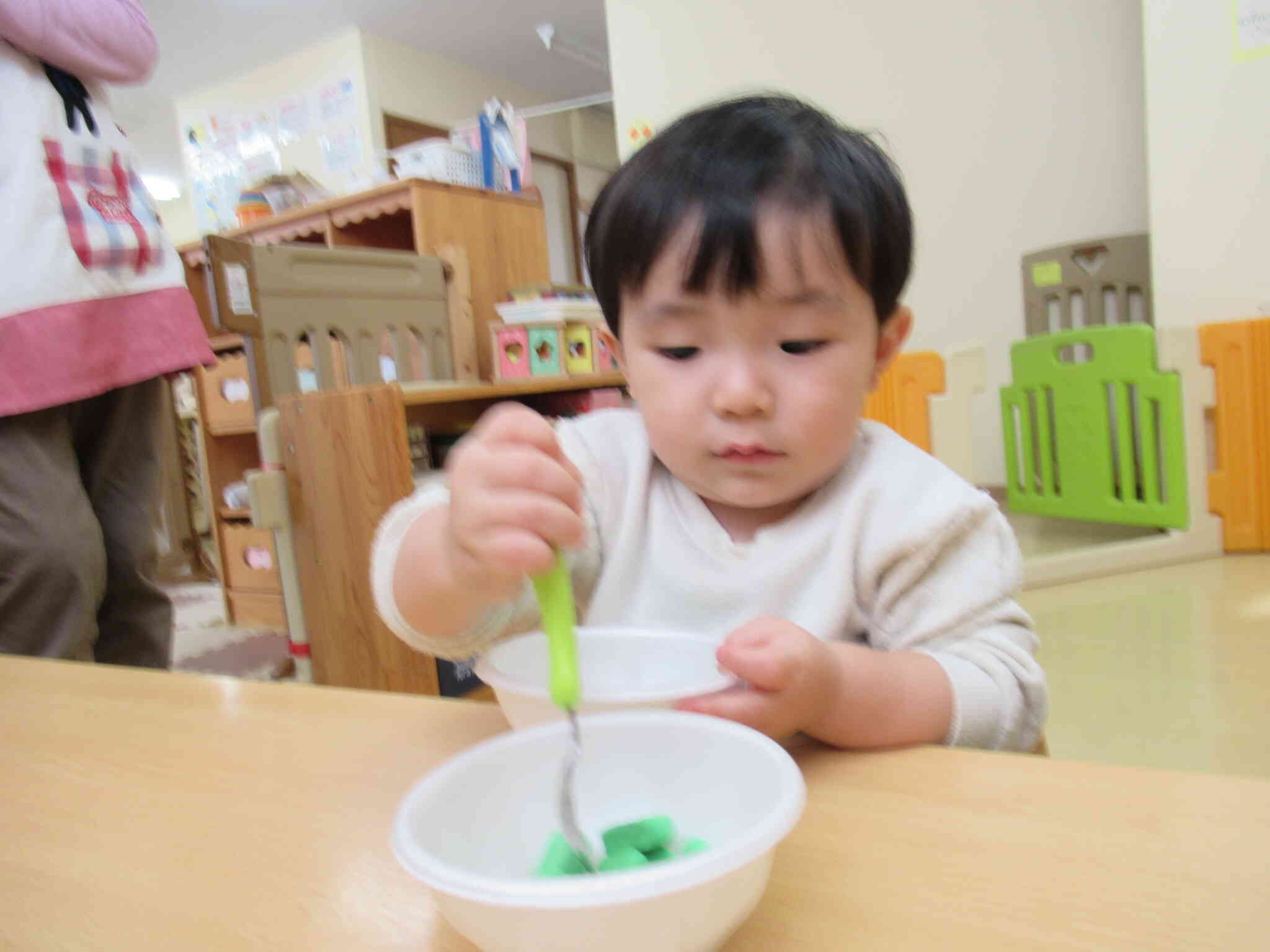 １歳児さんも練習してます