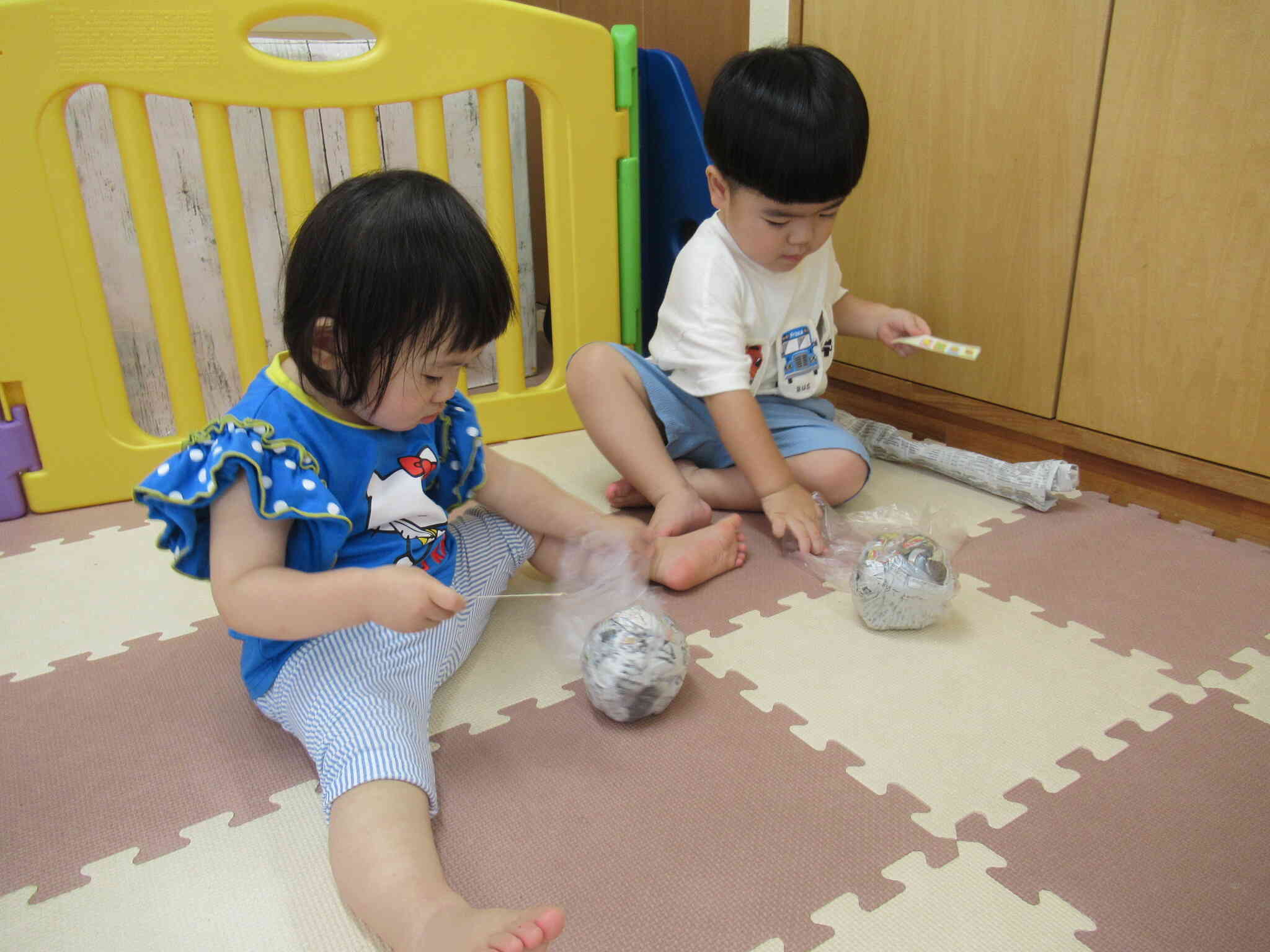 お片付け（袋に入れて。てるてるぼうず作り）